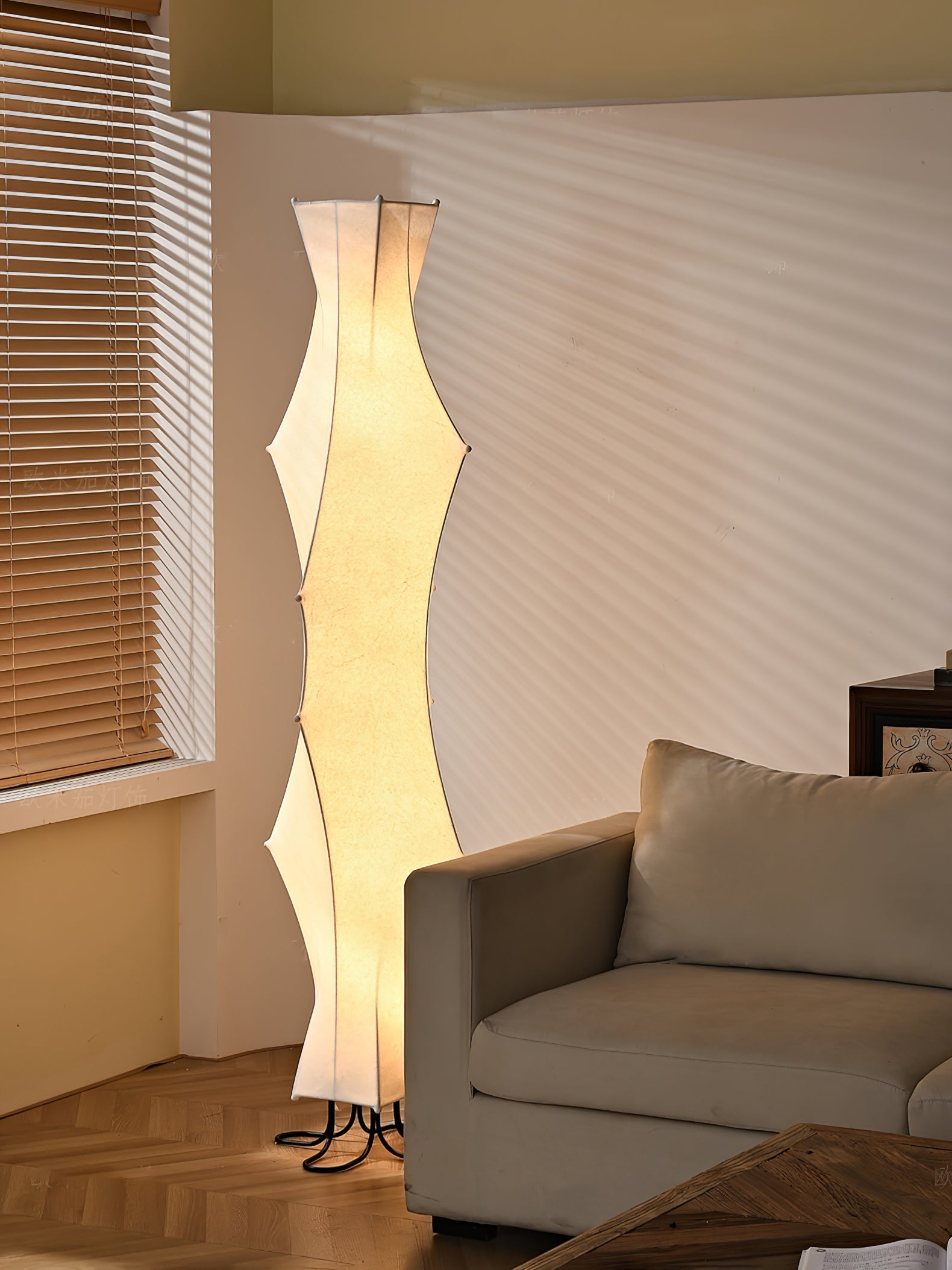Vela Twist Silk Floor Lamp-Neutral Decor