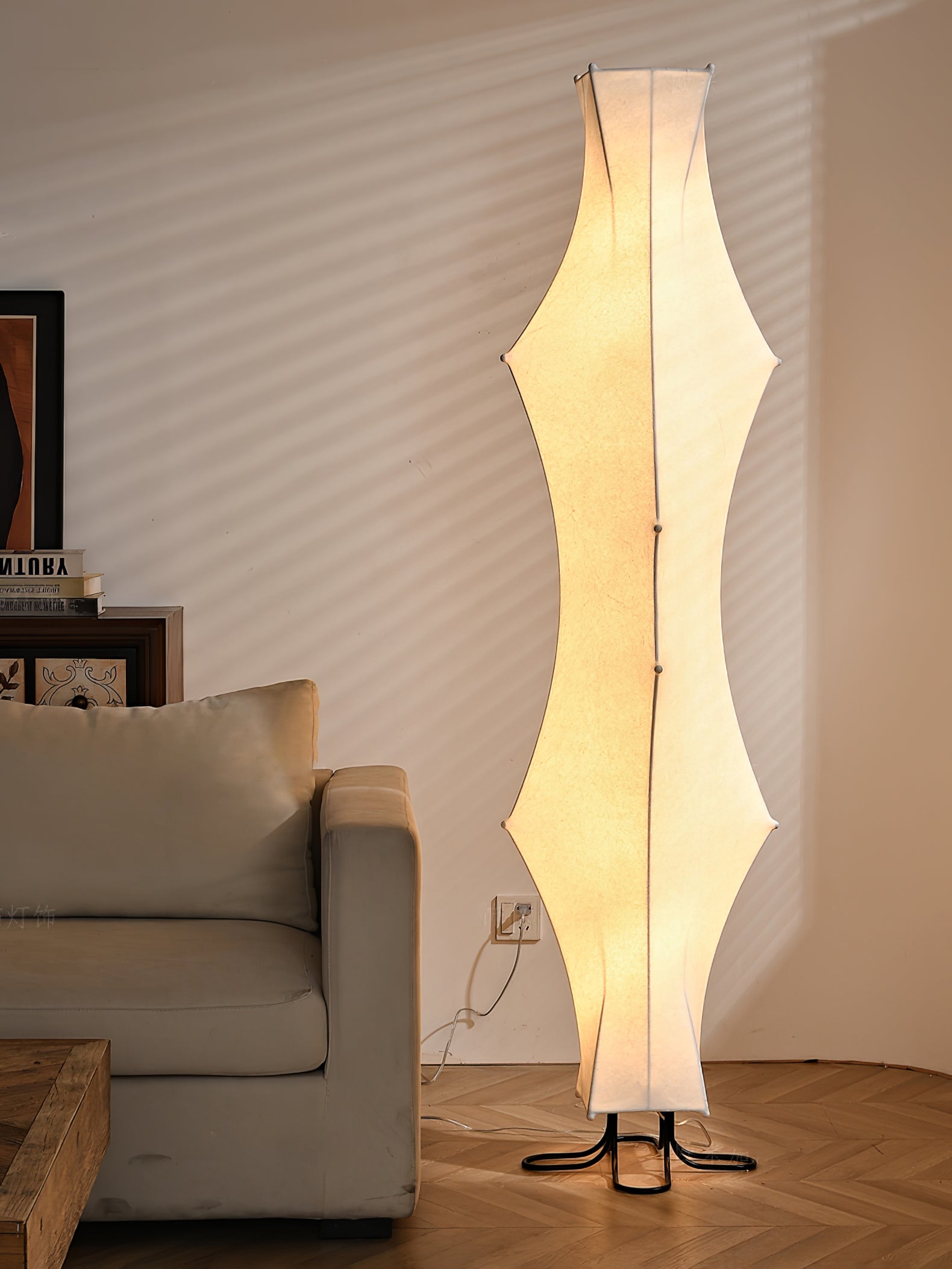 Vela Twist Silk Floor Lamp-Neutral Decor