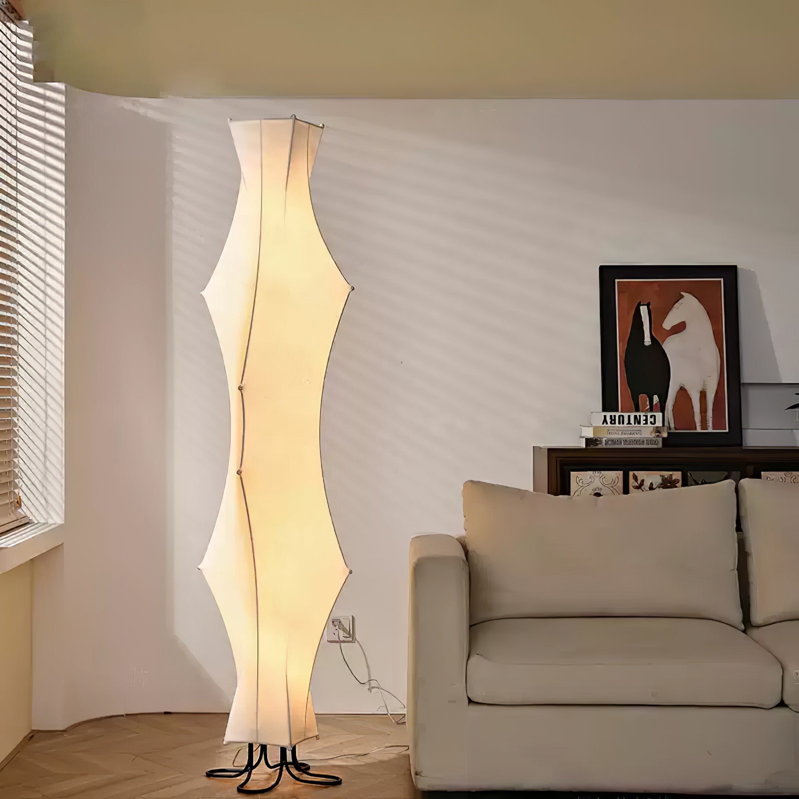 Vela Twist Silk Floor Lamp-Neutral Decor