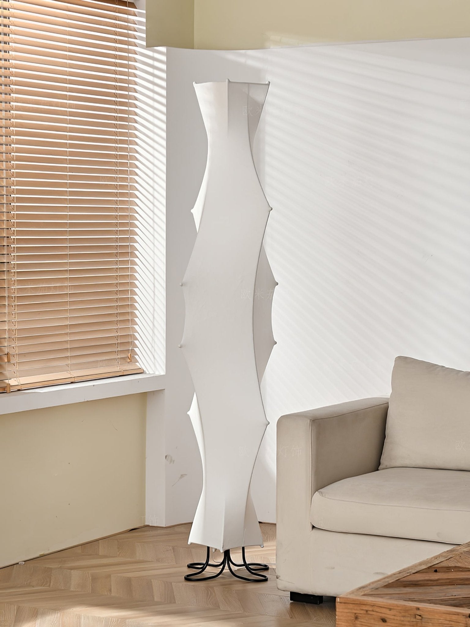 Vela Twist Silk Floor Lamp-Neutral Decor