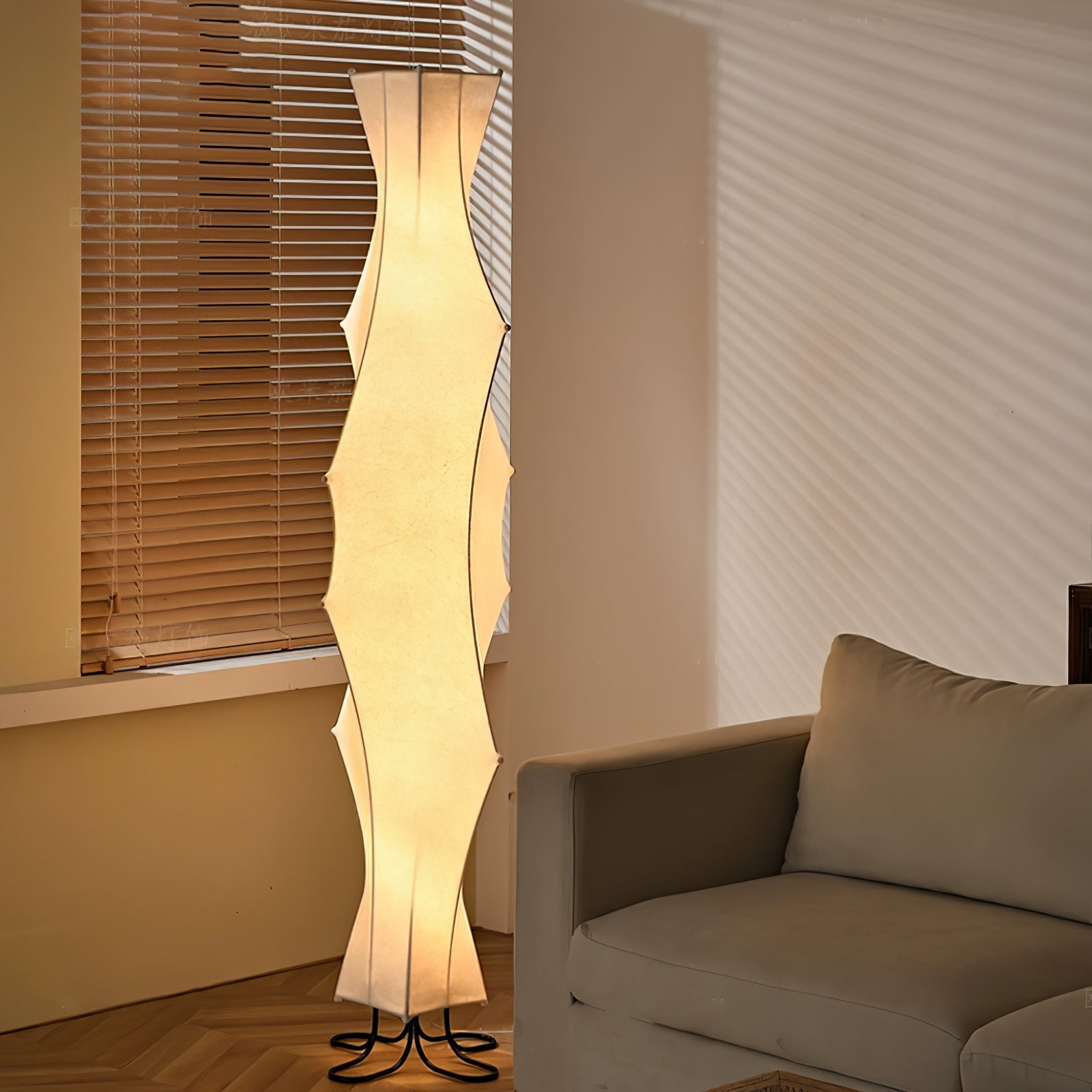 Vela Twist Silk Floor Lamp-Neutral Decor