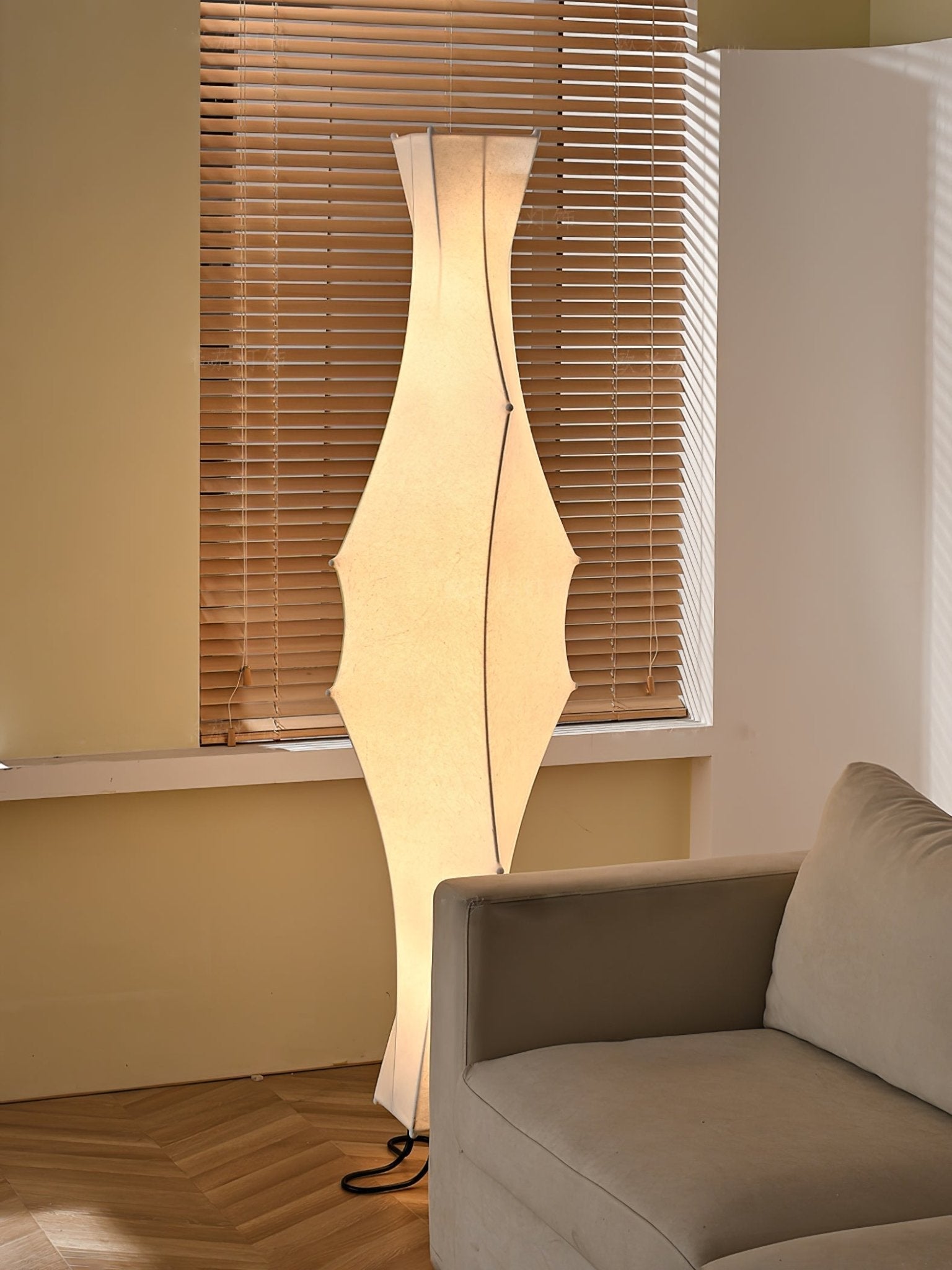 Vela Twist Silk Floor Lamp-Neutral Decor
