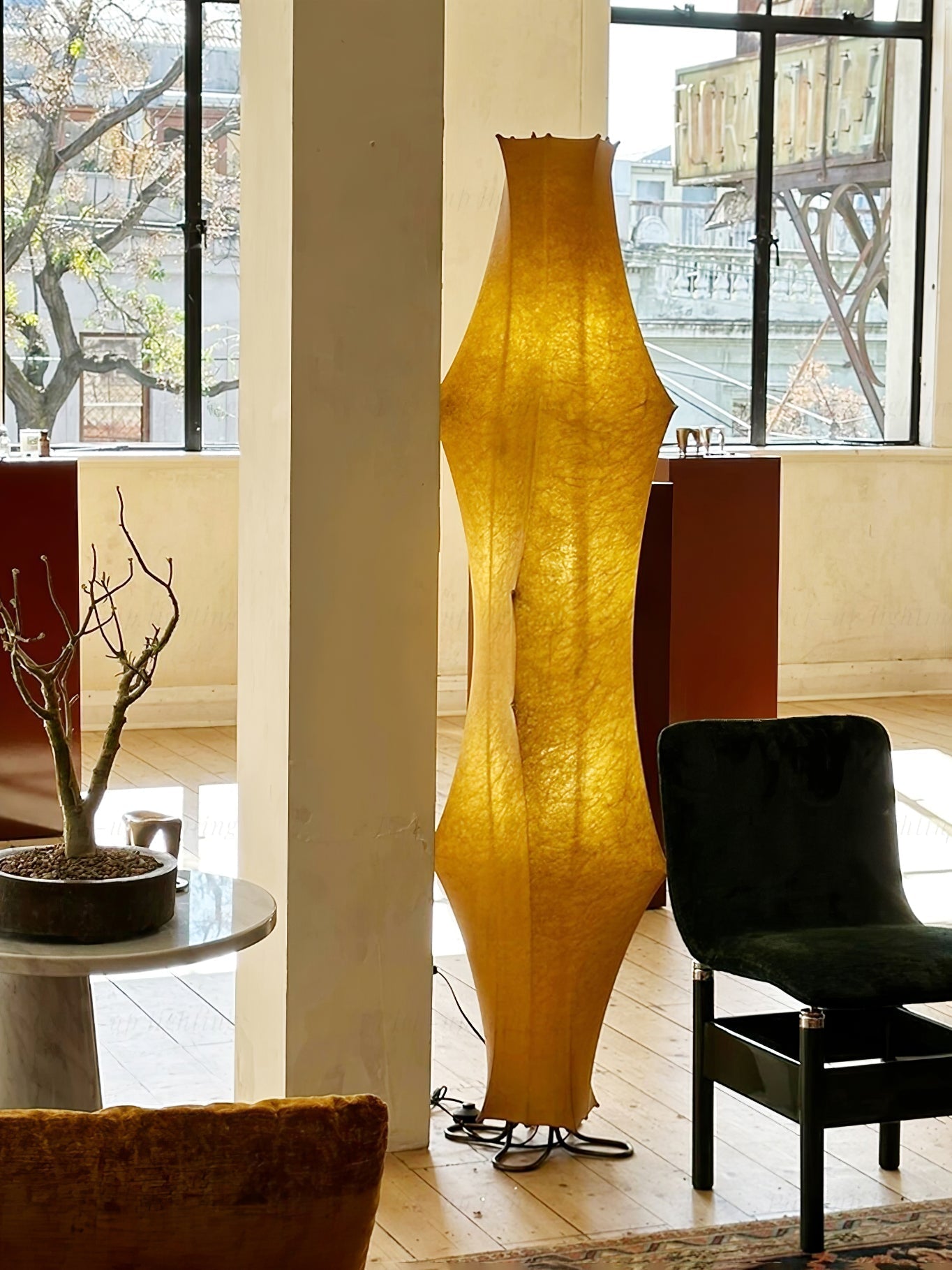 Vela Twist Silk Floor Lamp-Neutral Decor