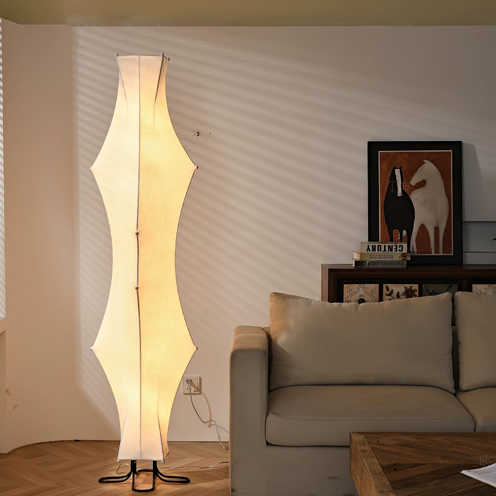 Vela Twist Silk Floor Lamp-Neutral Decor