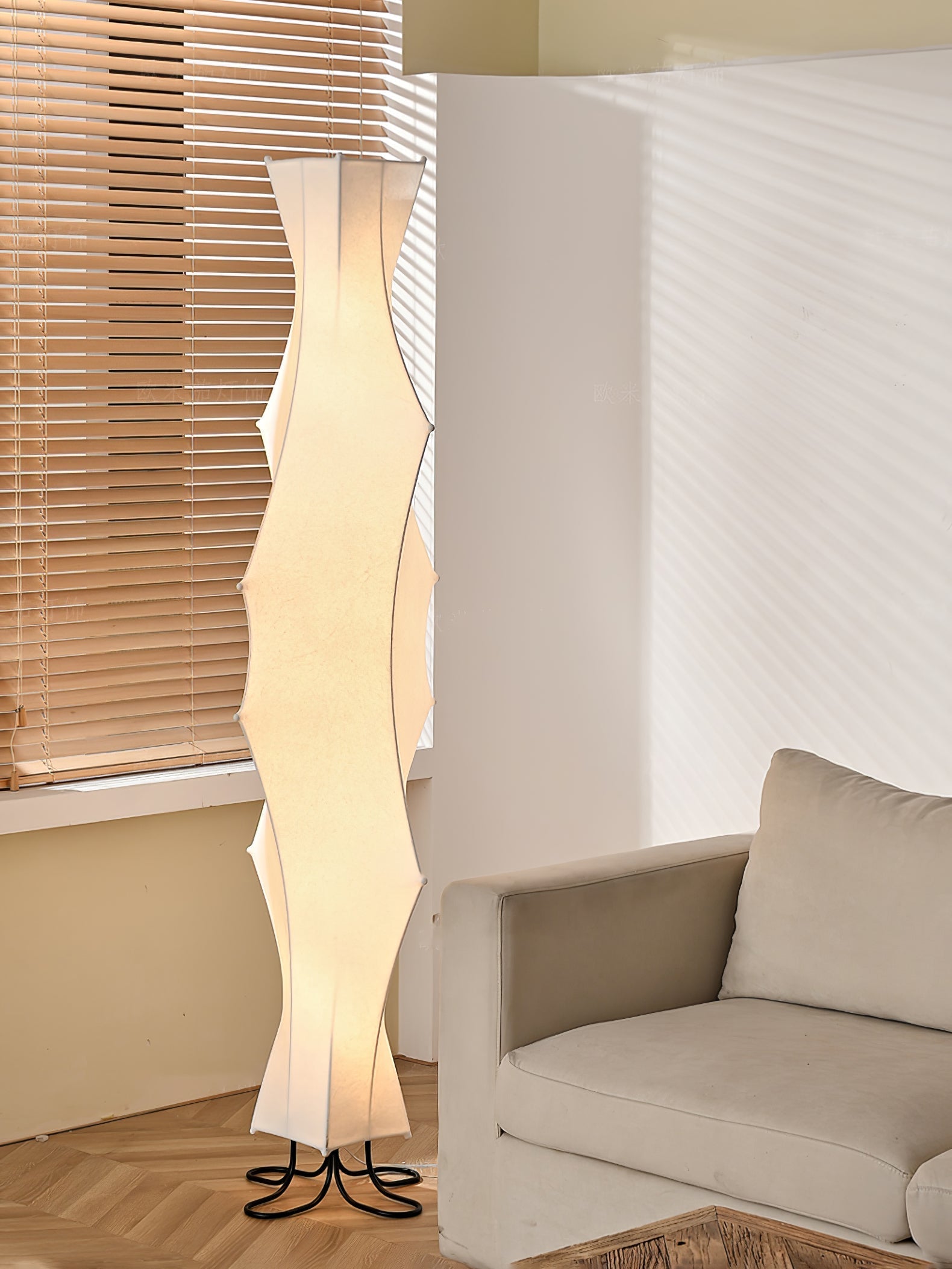 Vela Twist Silk Floor Lamp-Neutral Decor