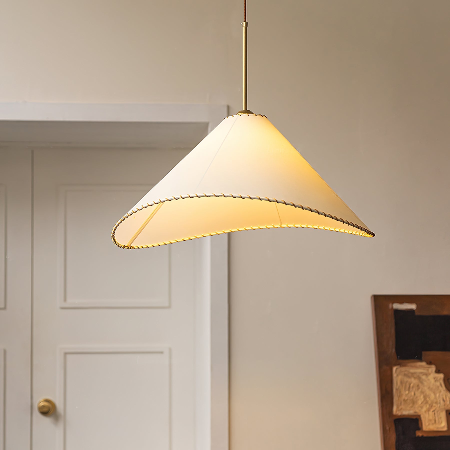 Aursoreth Nordic Twisted Shade Fabric Pendant Lamp-Neutral Decor