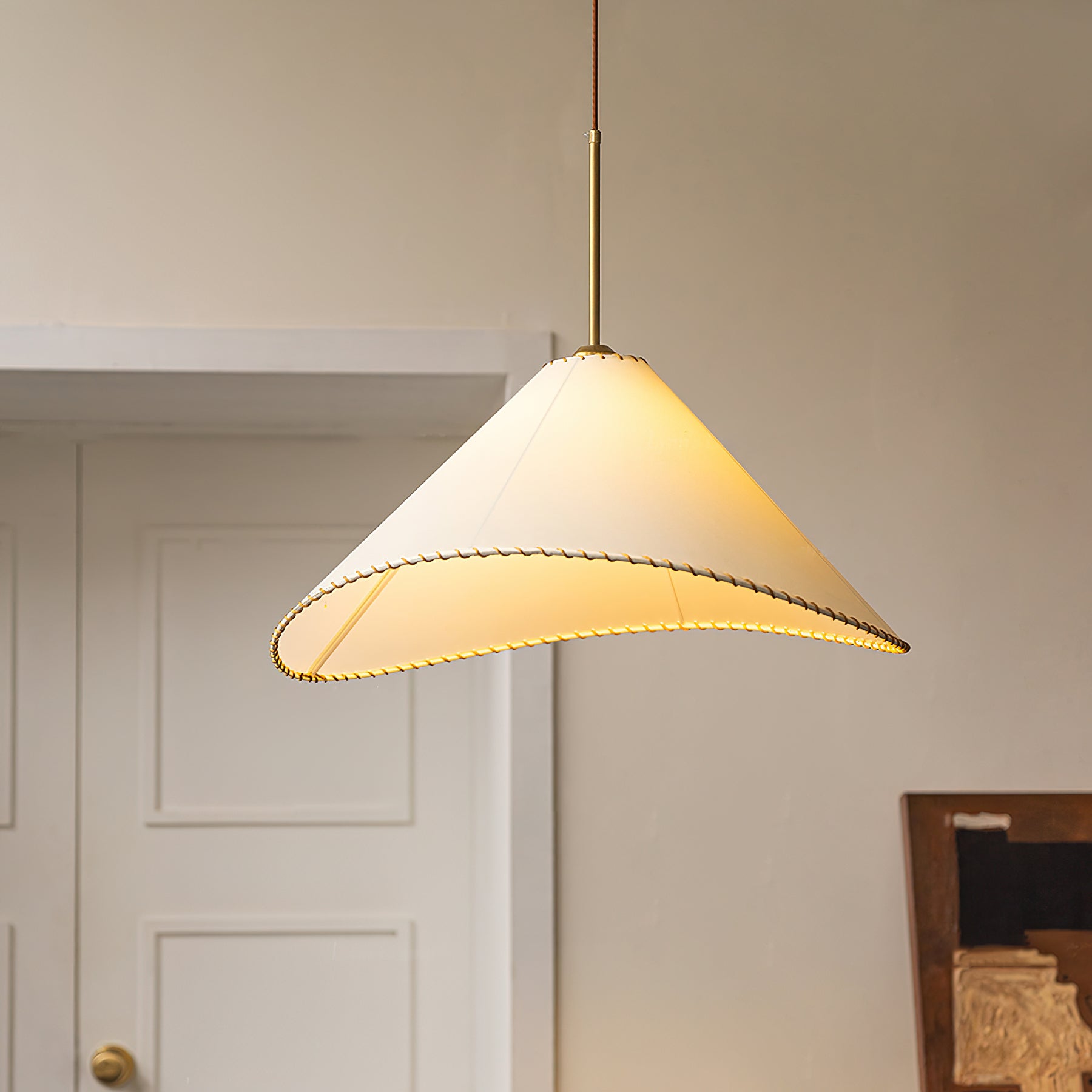 Aursoreth Nordic Twisted Shade Fabric Pendant Lamp-Neutral Decor