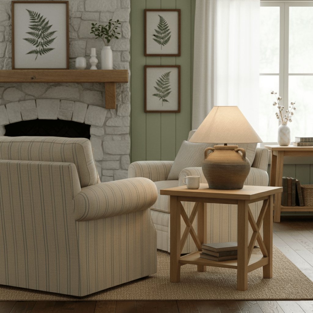 Two Handled Ceramic Jar Table Lamp-Neutral Decor