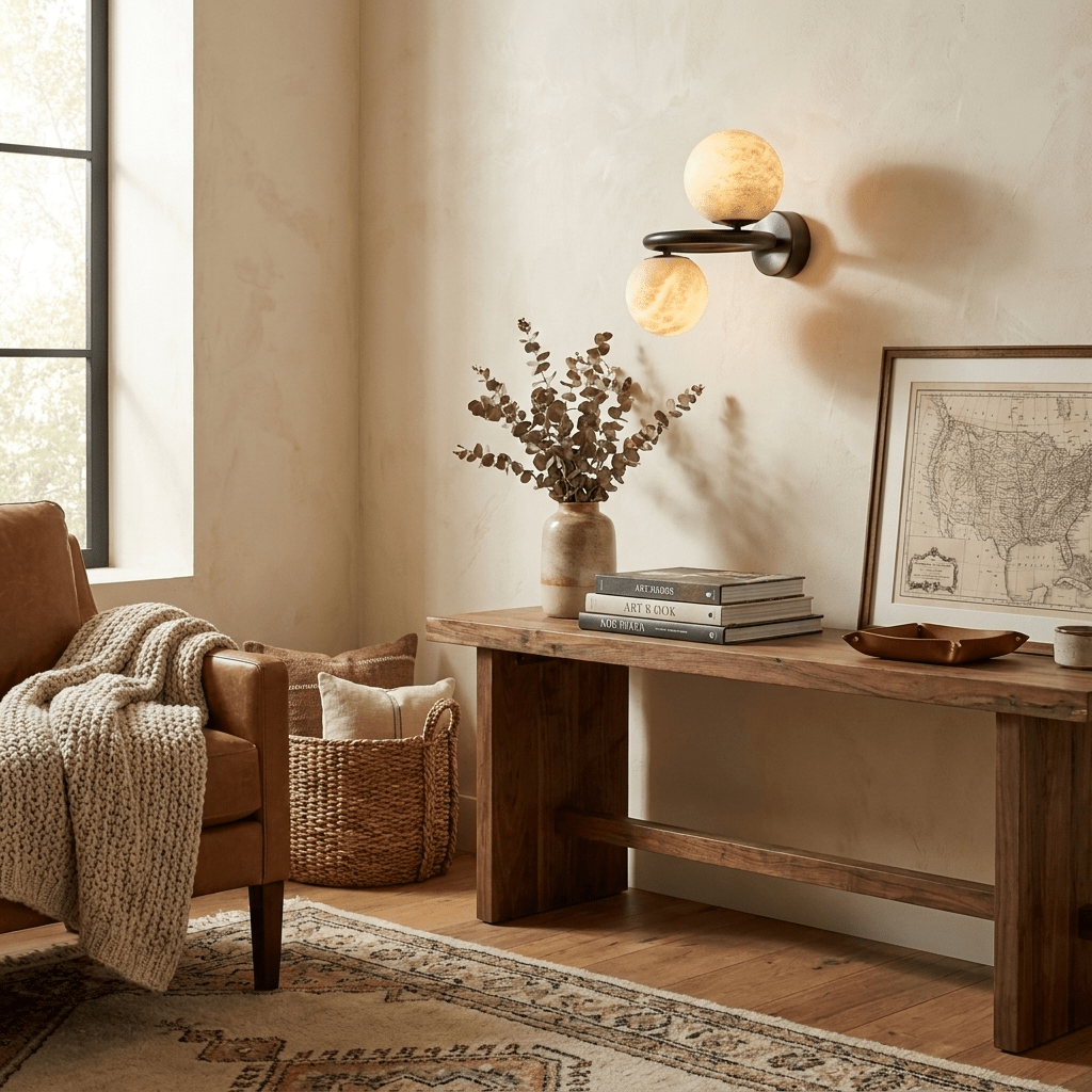 Two Globe Alabaster Wall Sconce-Neutral Decor