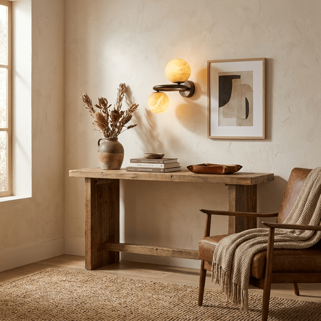 Two Globe Alabaster Wall Sconce-Neutral Decor