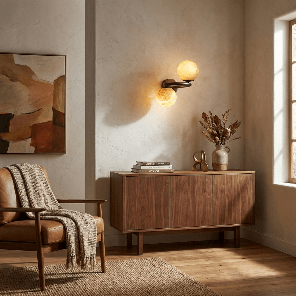 Two Globe Alabaster Wall Sconce-Neutral Decor