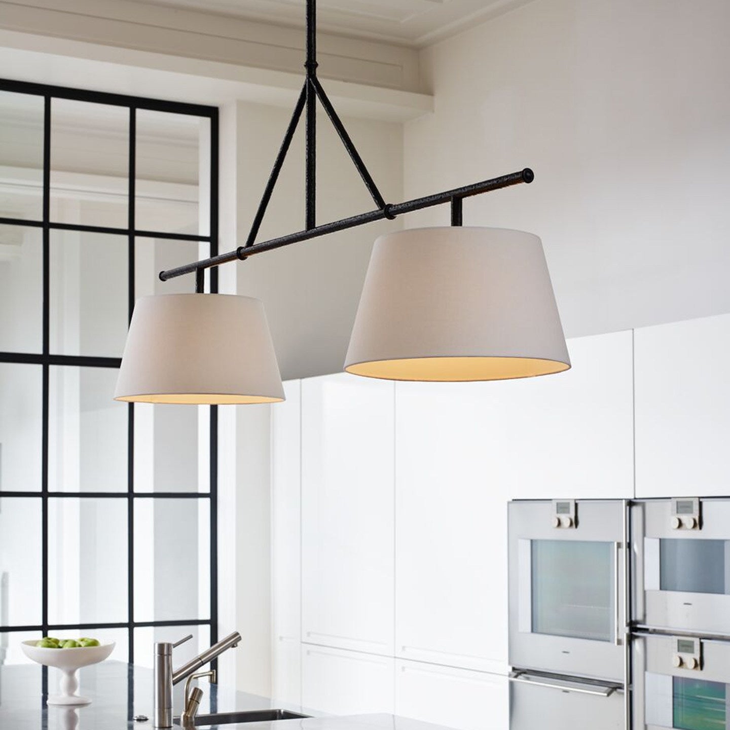 Two Light Linear Island Pendant Lamp-Neutral Decor