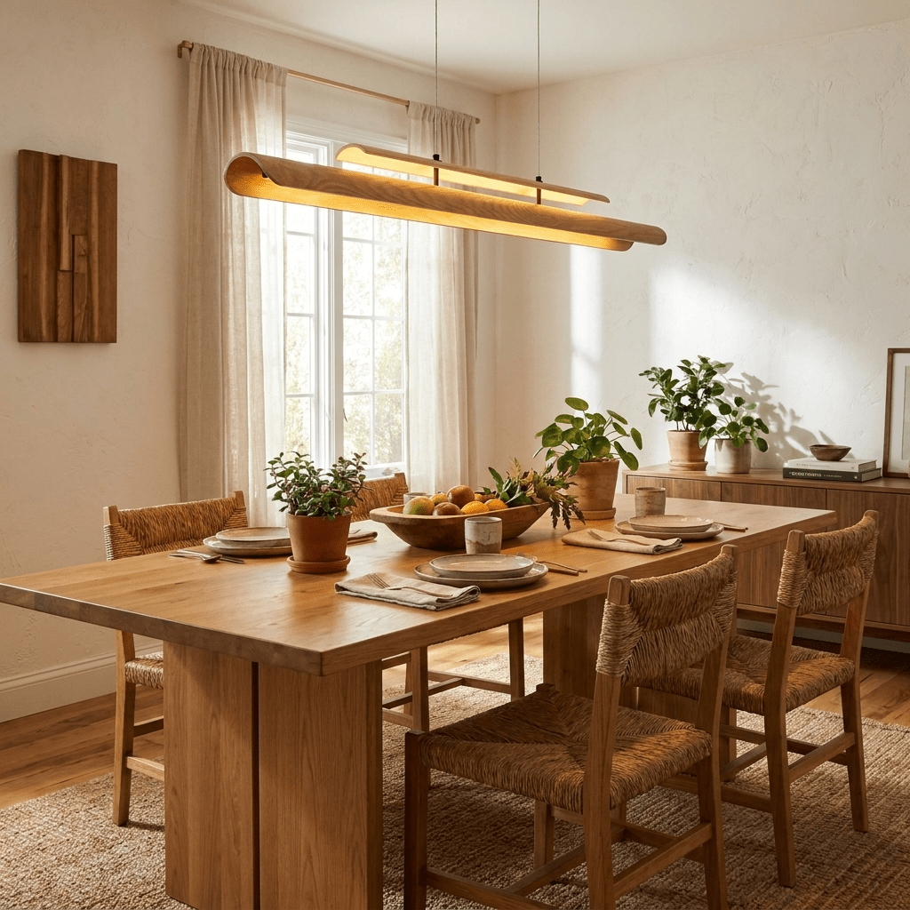 Two Tier Wood Linear Pendant Light-Neutral Decor