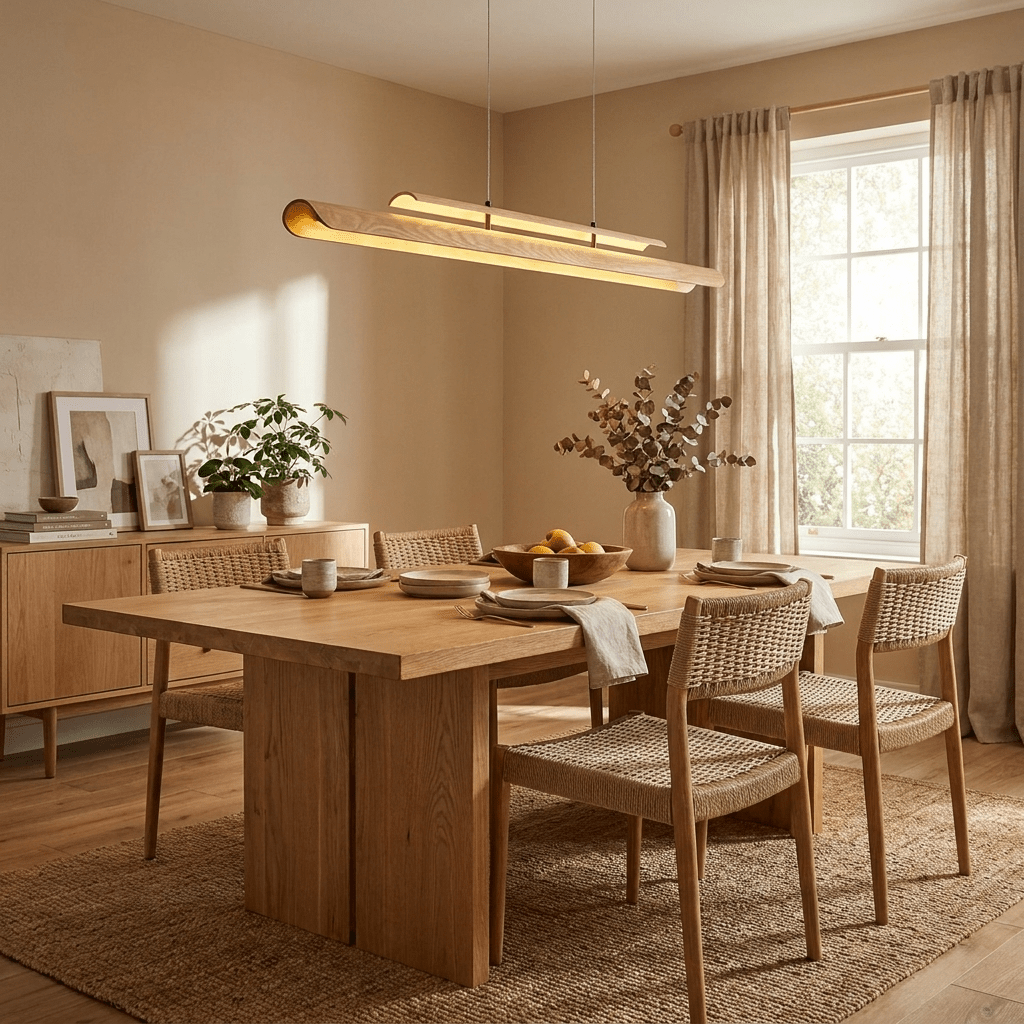 Two Tier Wood Linear Pendant Light-Neutral Decor