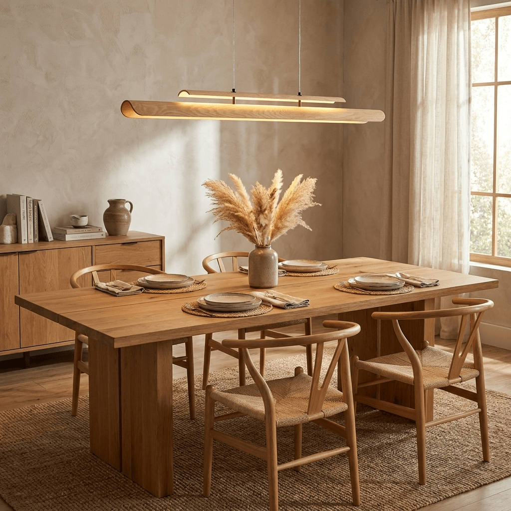 Two Tier Wood Linear Pendant Light-Neutral Decor