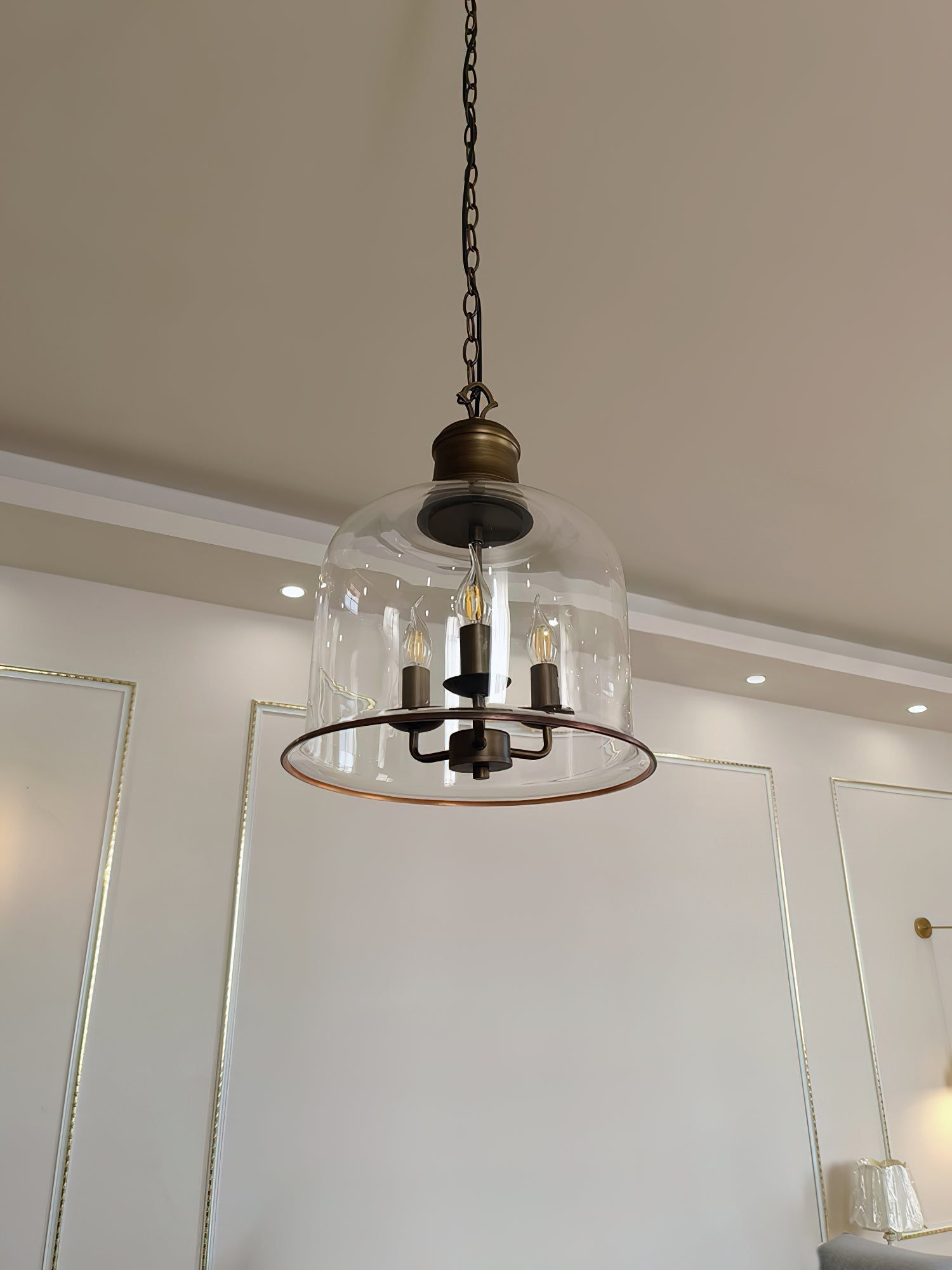 Sysolion Vintage Elegance Glass Pendant Lamp-Neutral Decor