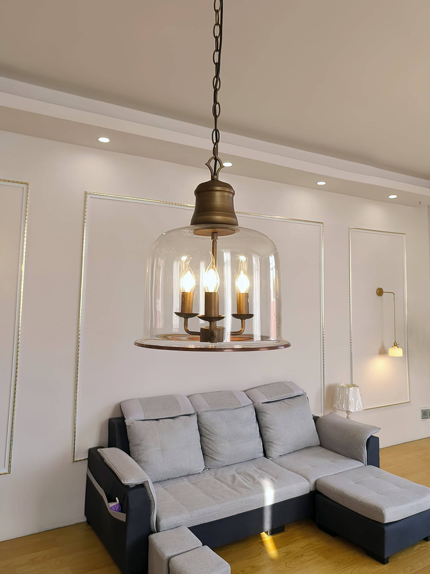 Sysolion Vintage Elegance Glass Pendant Lamp-Neutral Decor