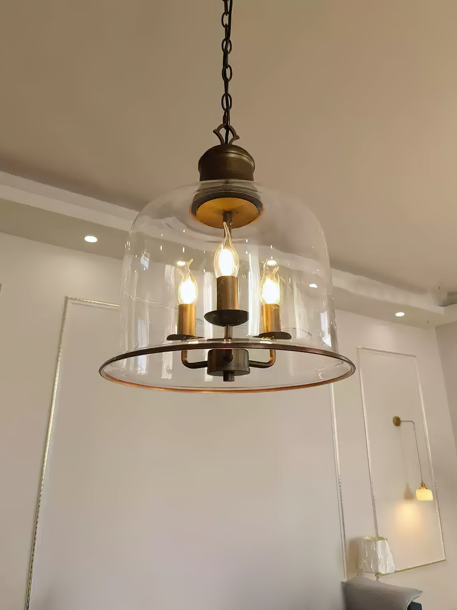 Sysolion Vintage Elegance Glass Pendant Lamp-Neutral Decor