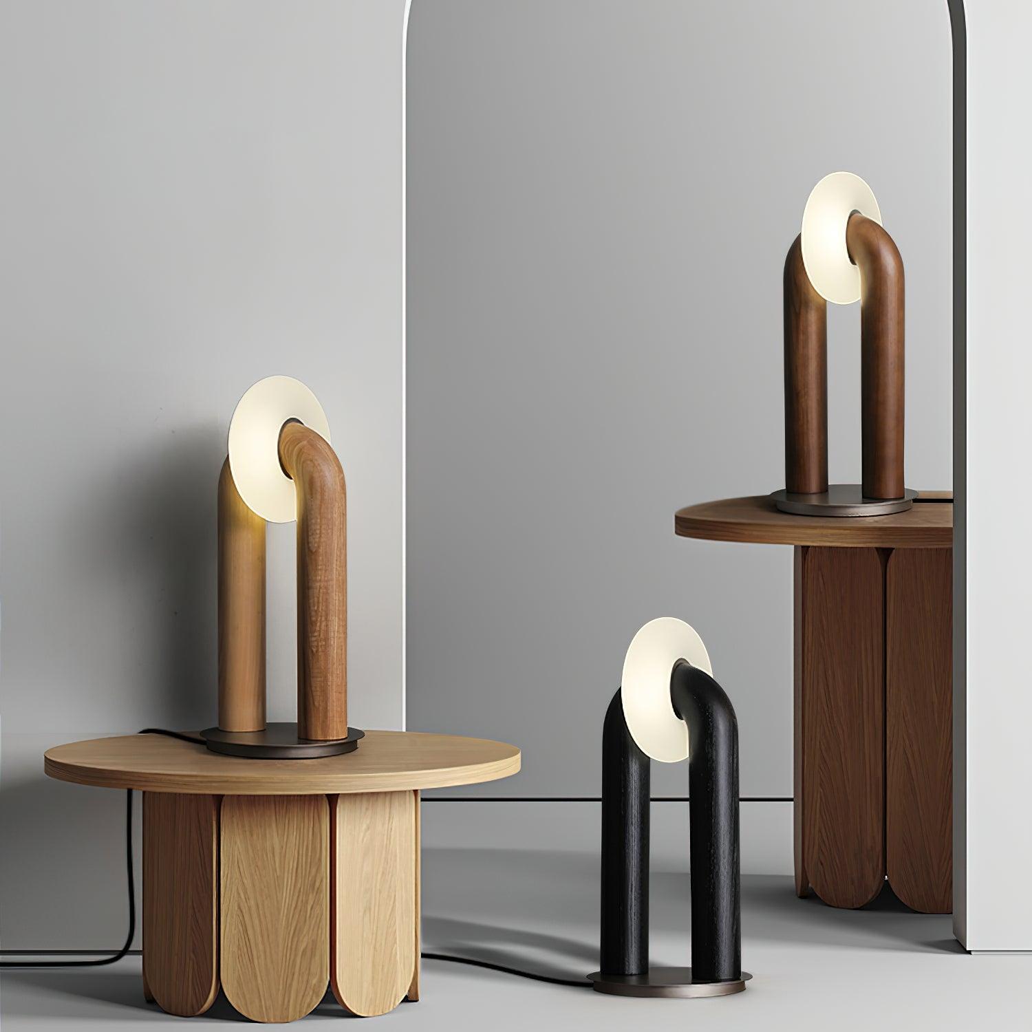 Lumen Vintage Wood Table Lamp-Neutral Decor