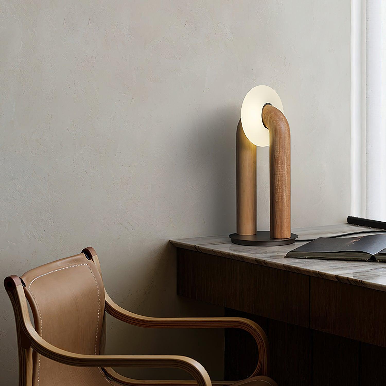 Lumen Vintage Wood Table Lamp-Neutral Decor