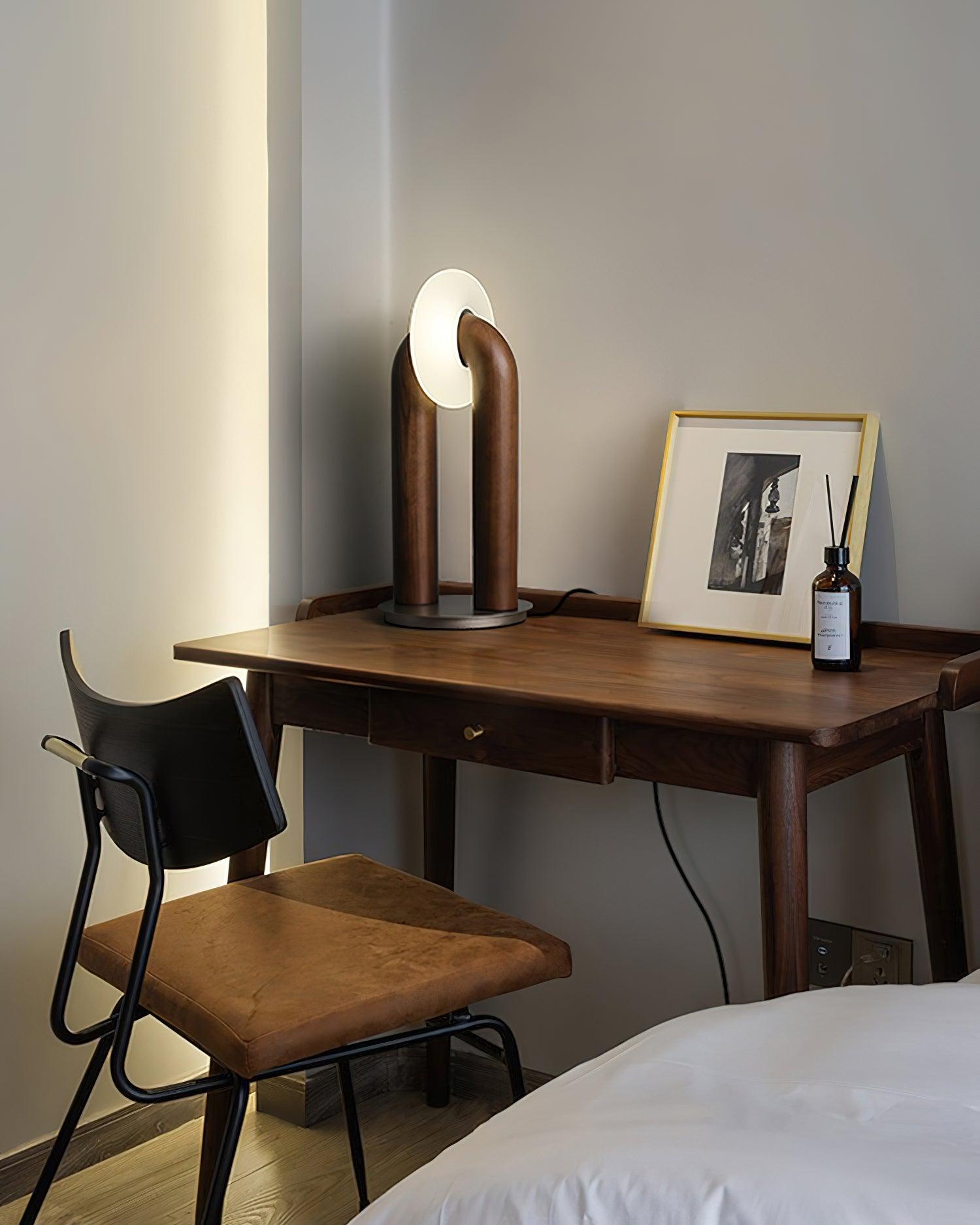 Lumen Vintage Wood Table Lamp-Neutral Decor