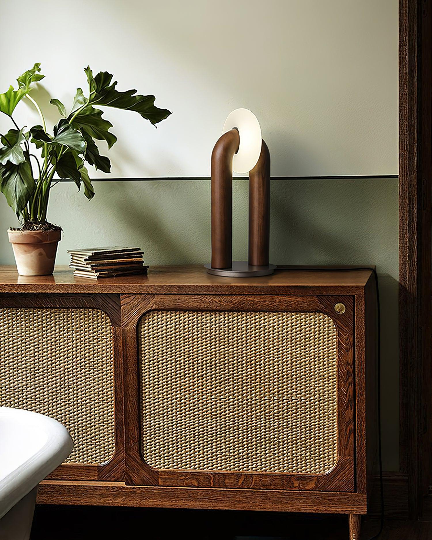 Lumen Vintage Wood Table Lamp-Neutral Decor