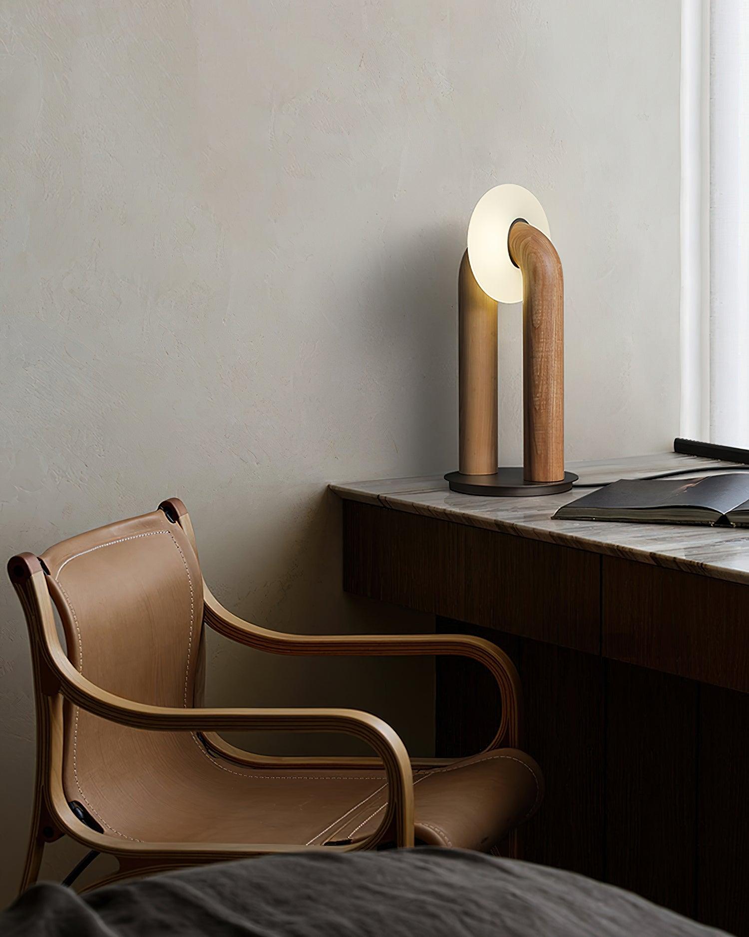 Lumen Vintage Wood Table Lamp-Neutral Decor