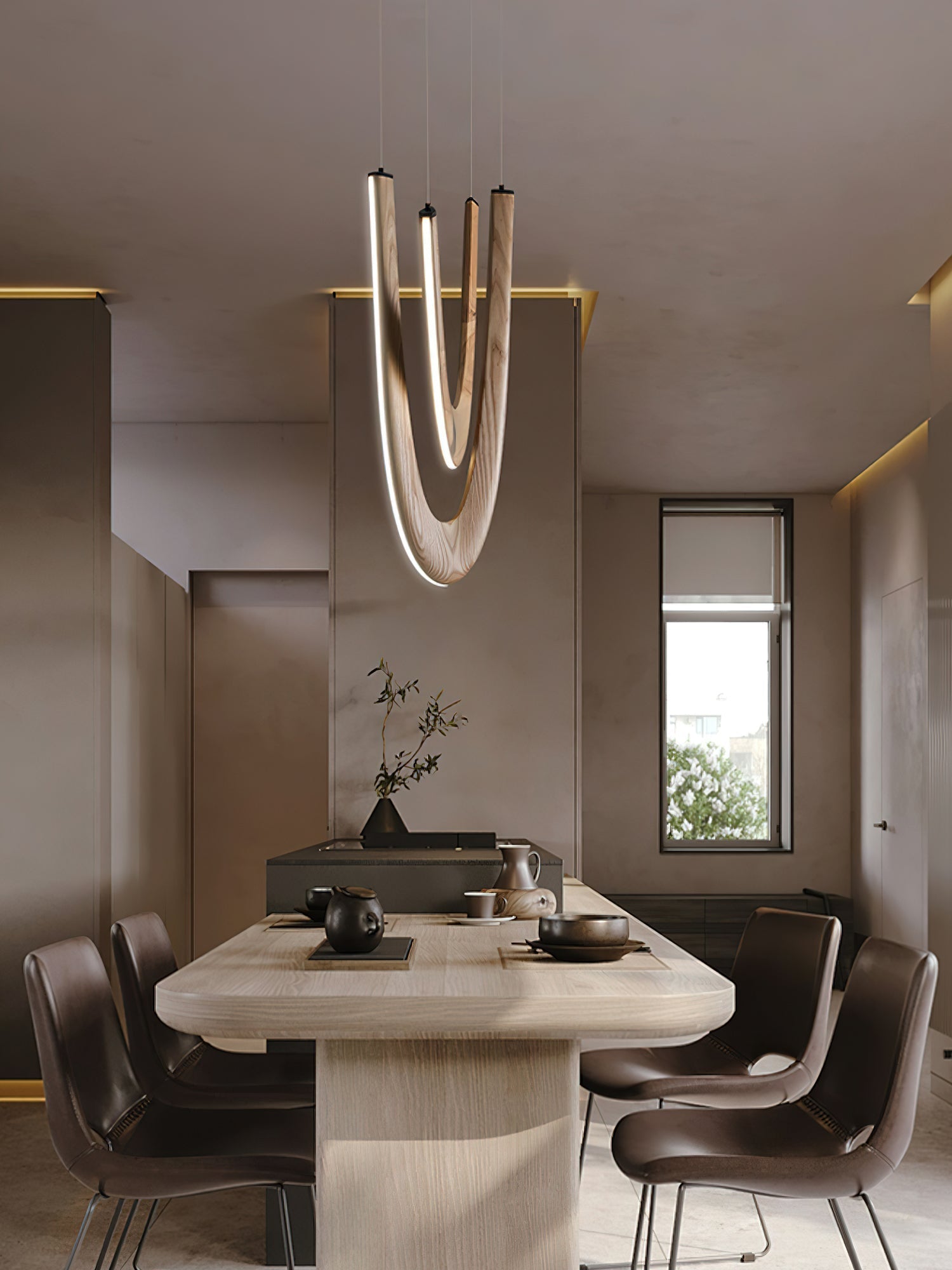 Lumora Wooden Pendant Lamp-Neutral Decor