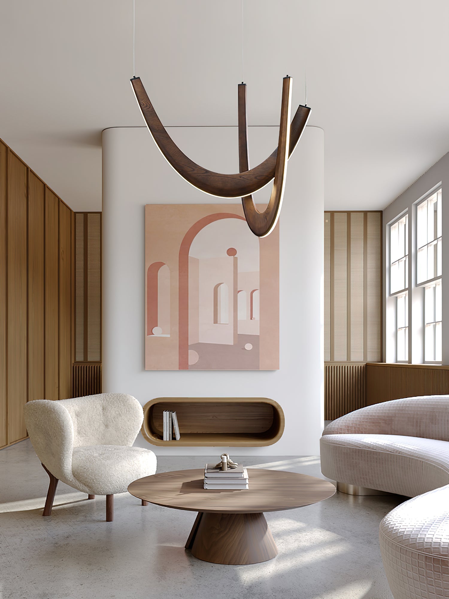Lumora Wooden Pendant Lamp-Neutral Decor