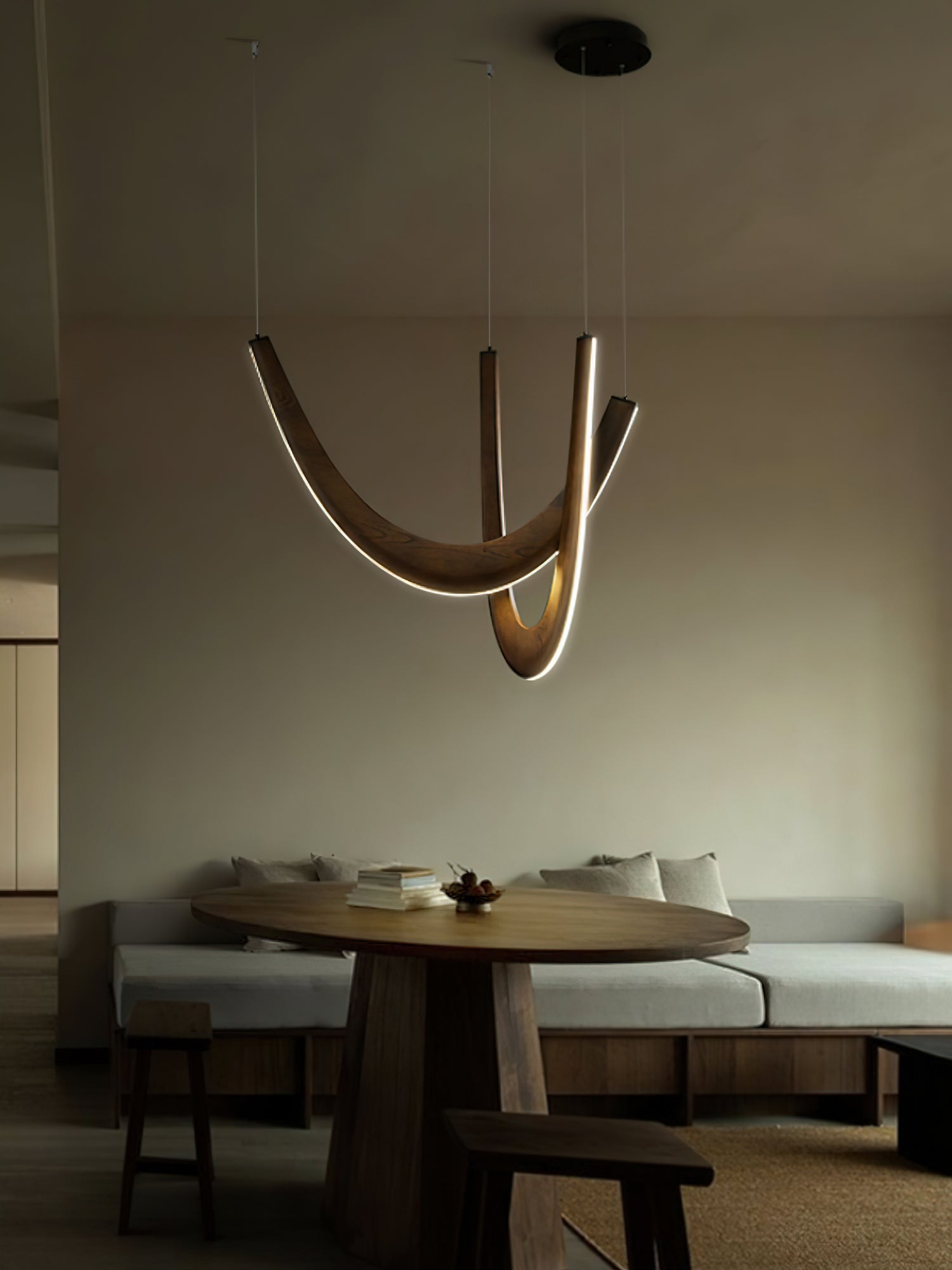 Lumora Wooden Pendant Lamp-Neutral Decor