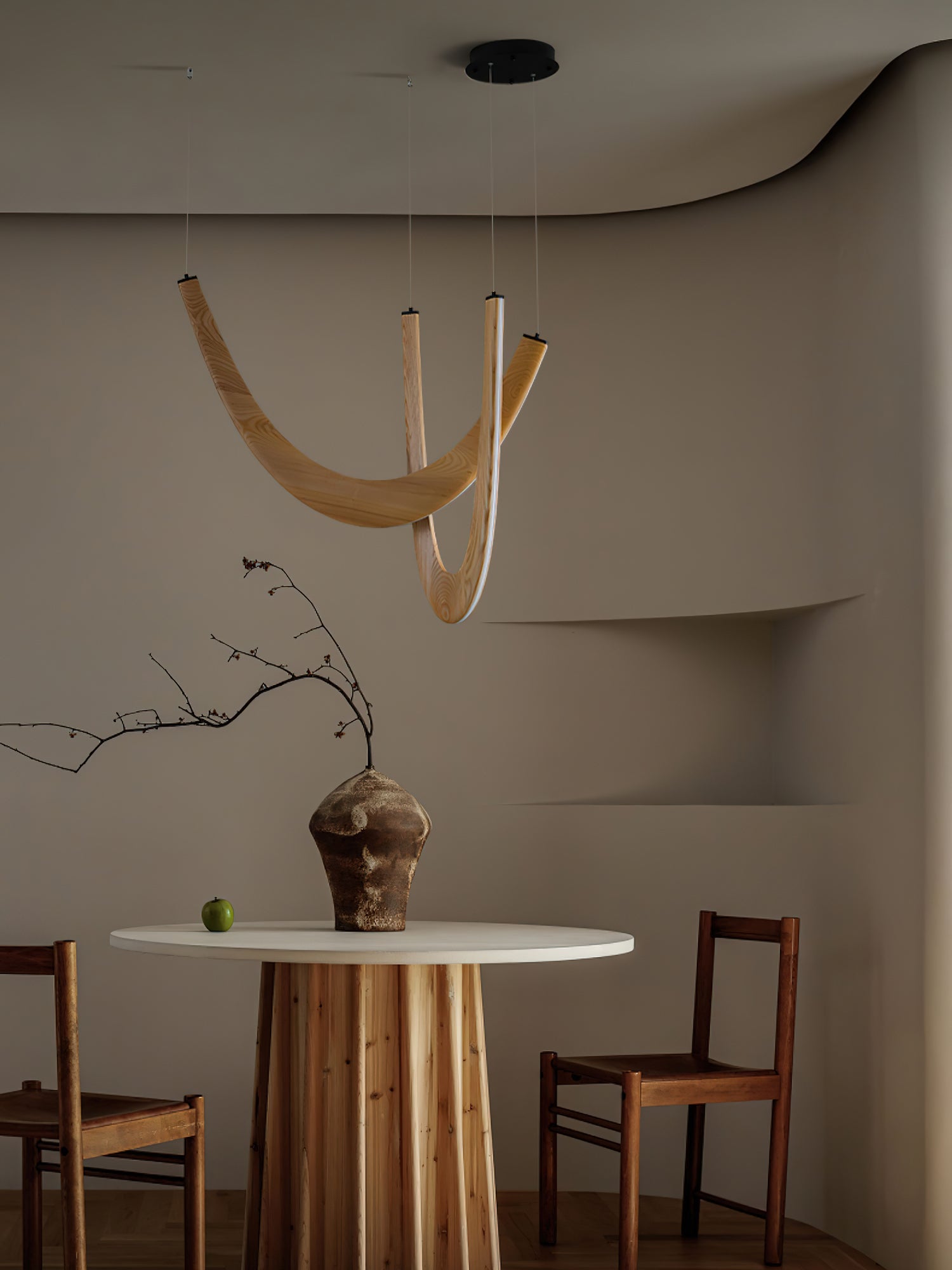 Lumora Wooden Pendant Lamp-Neutral Decor