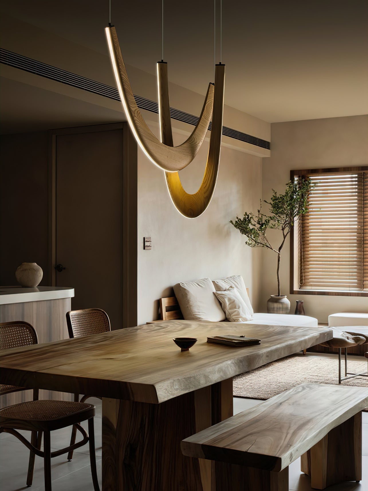 Lumora Wooden Pendant Lamp-Neutral Decor
