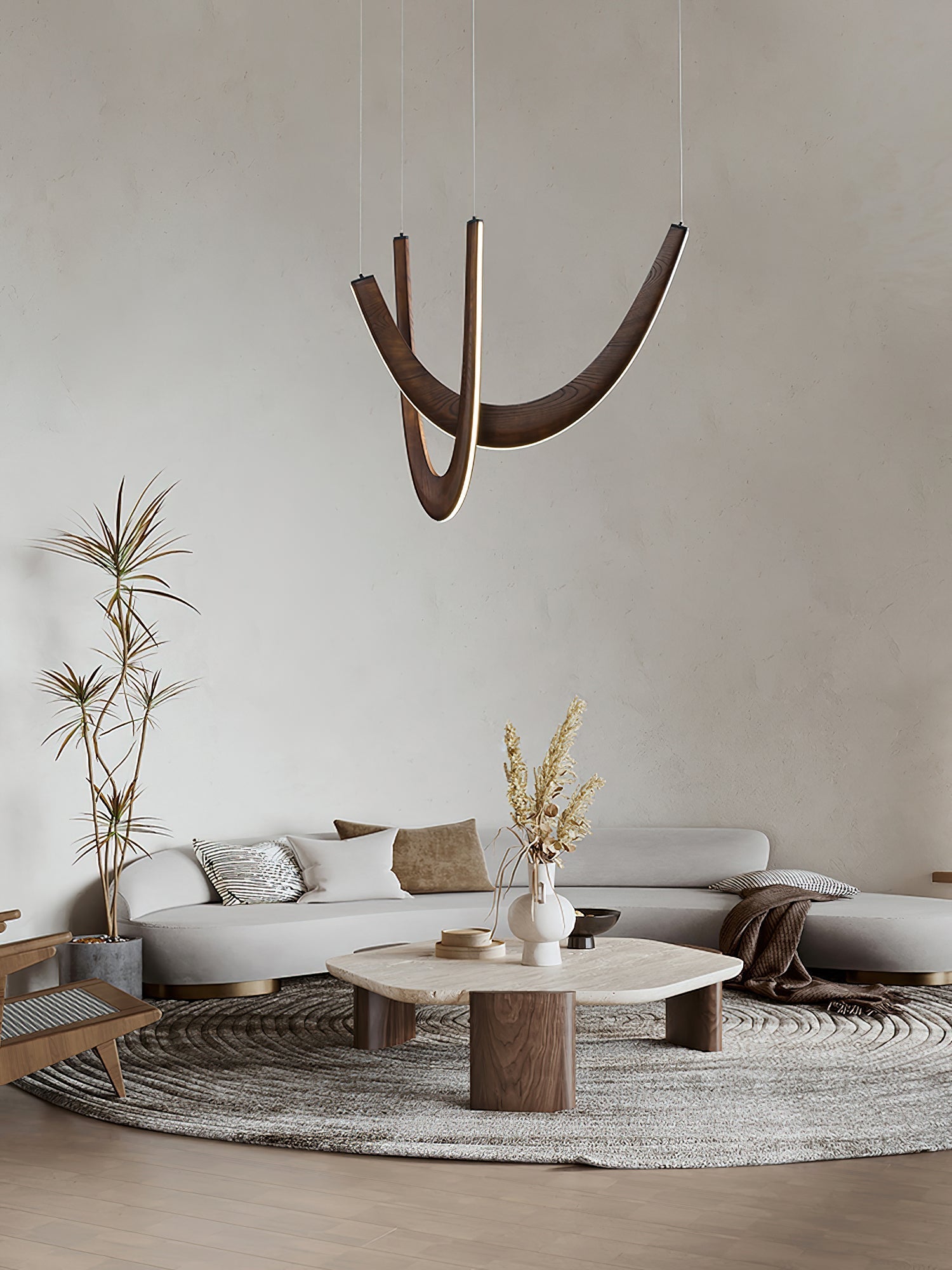 Lumora Wooden Pendant Lamp-Neutral Decor