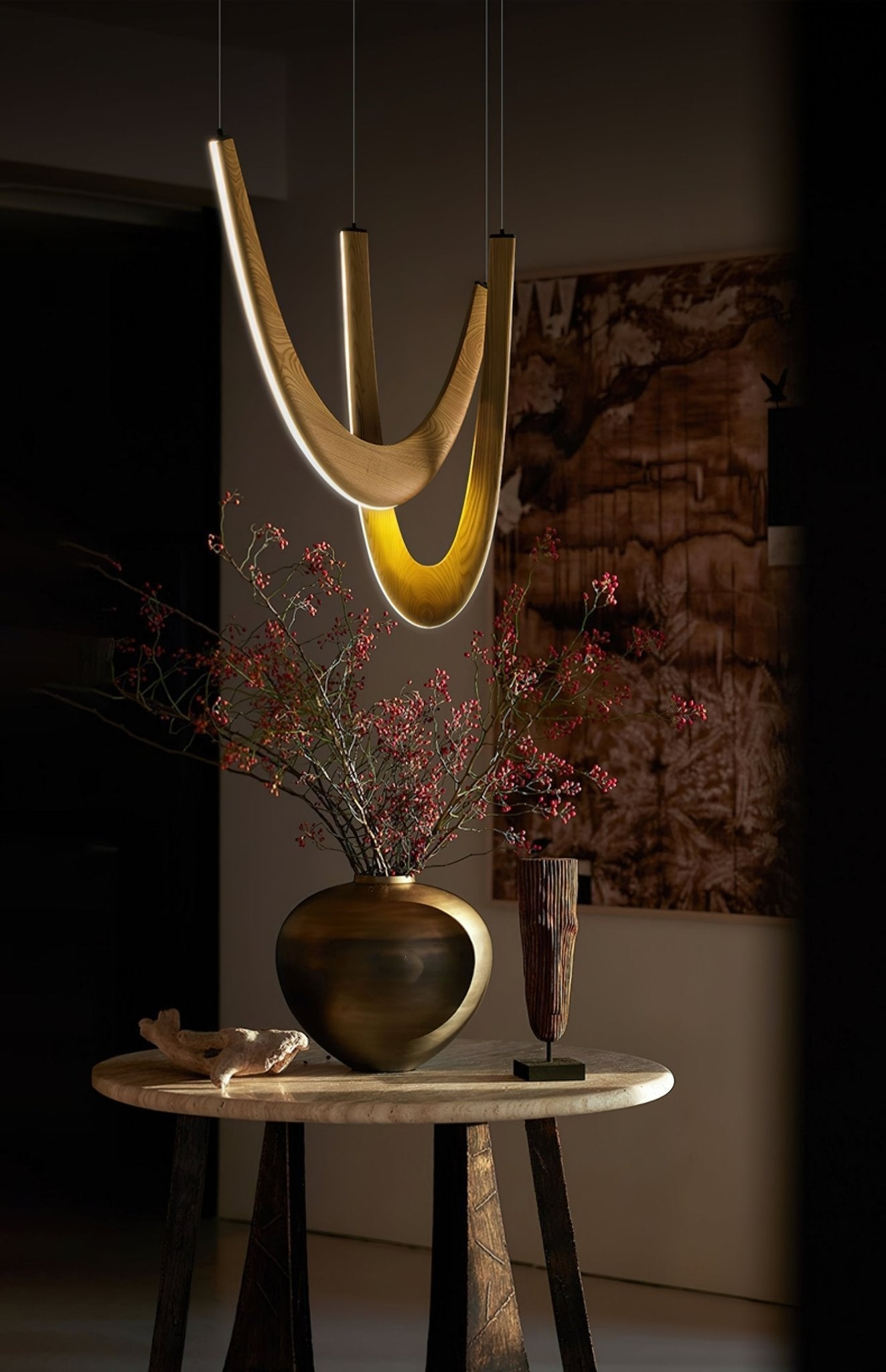 Lumora Wooden Pendant Lamp-Neutral Decor