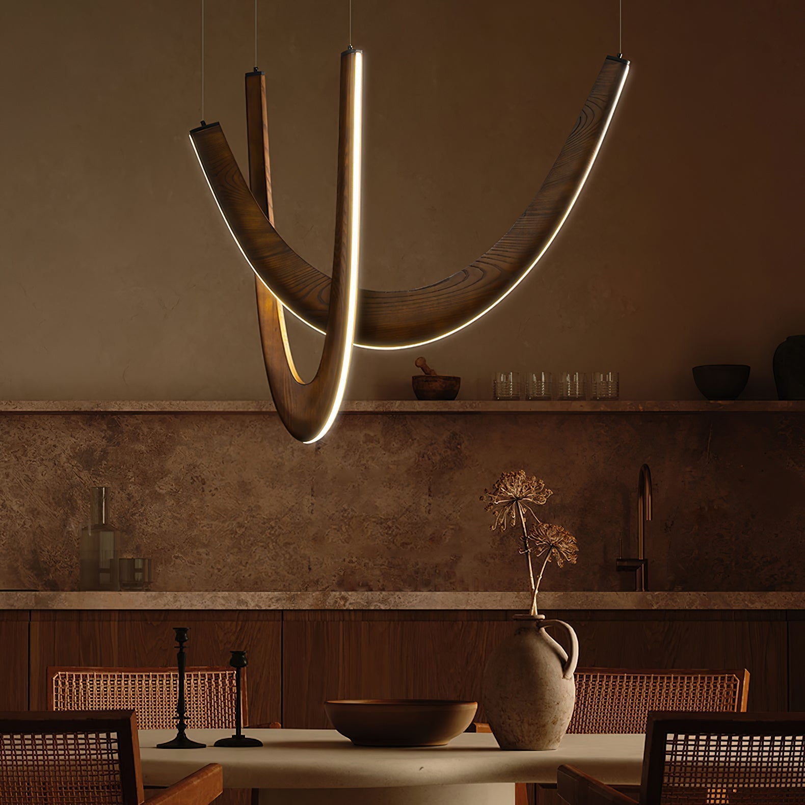 Lumora Wooden Pendant Lamp-Neutral Decor