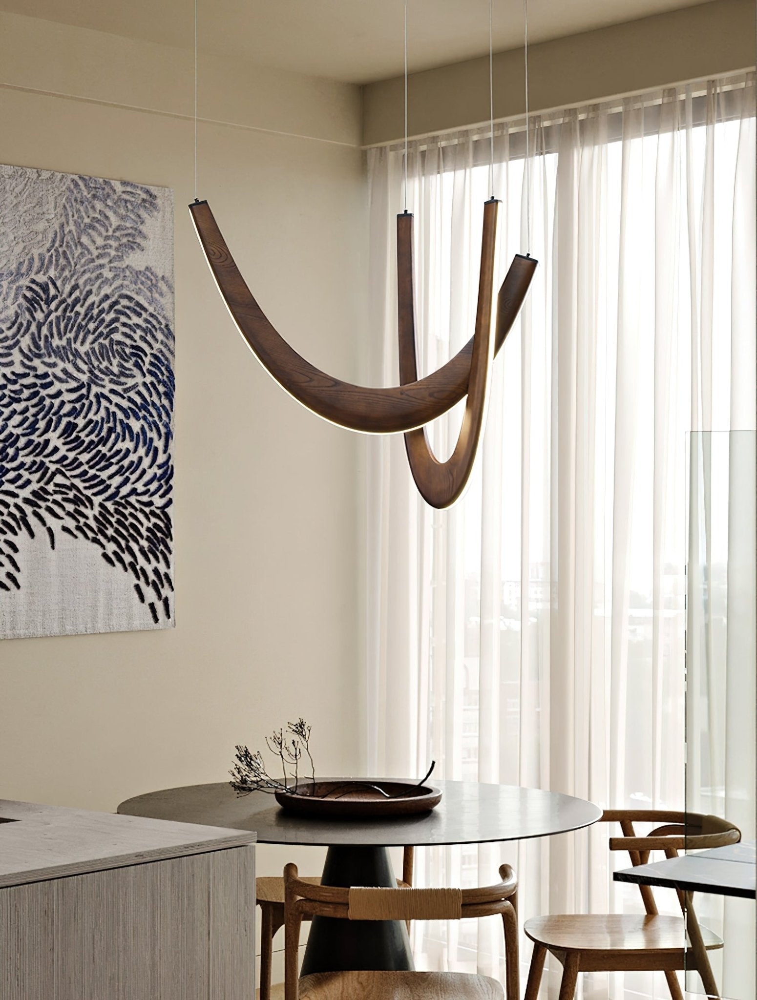 Lumora Wooden Pendant Lamp-Neutral Decor