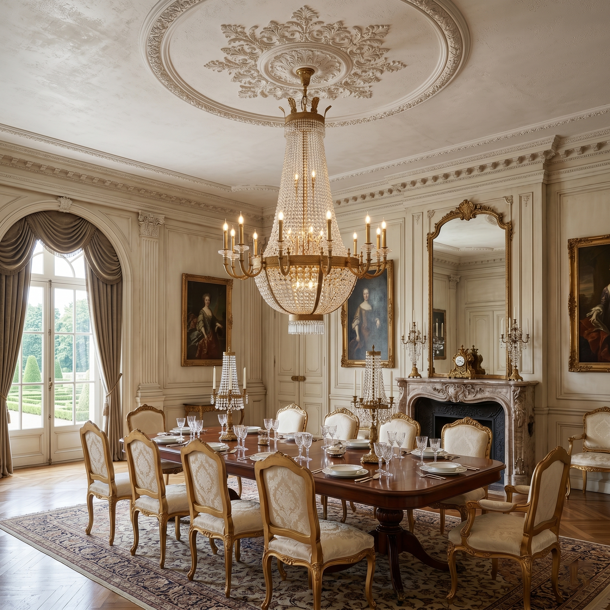 The 18-light Gabriella Chandelier in a luxurious living space.