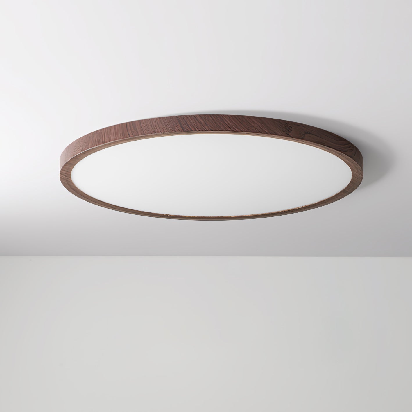 Rocor Ceiling Light Acrylic Thin Round Walnut Look Minimalist-Neutral Decor