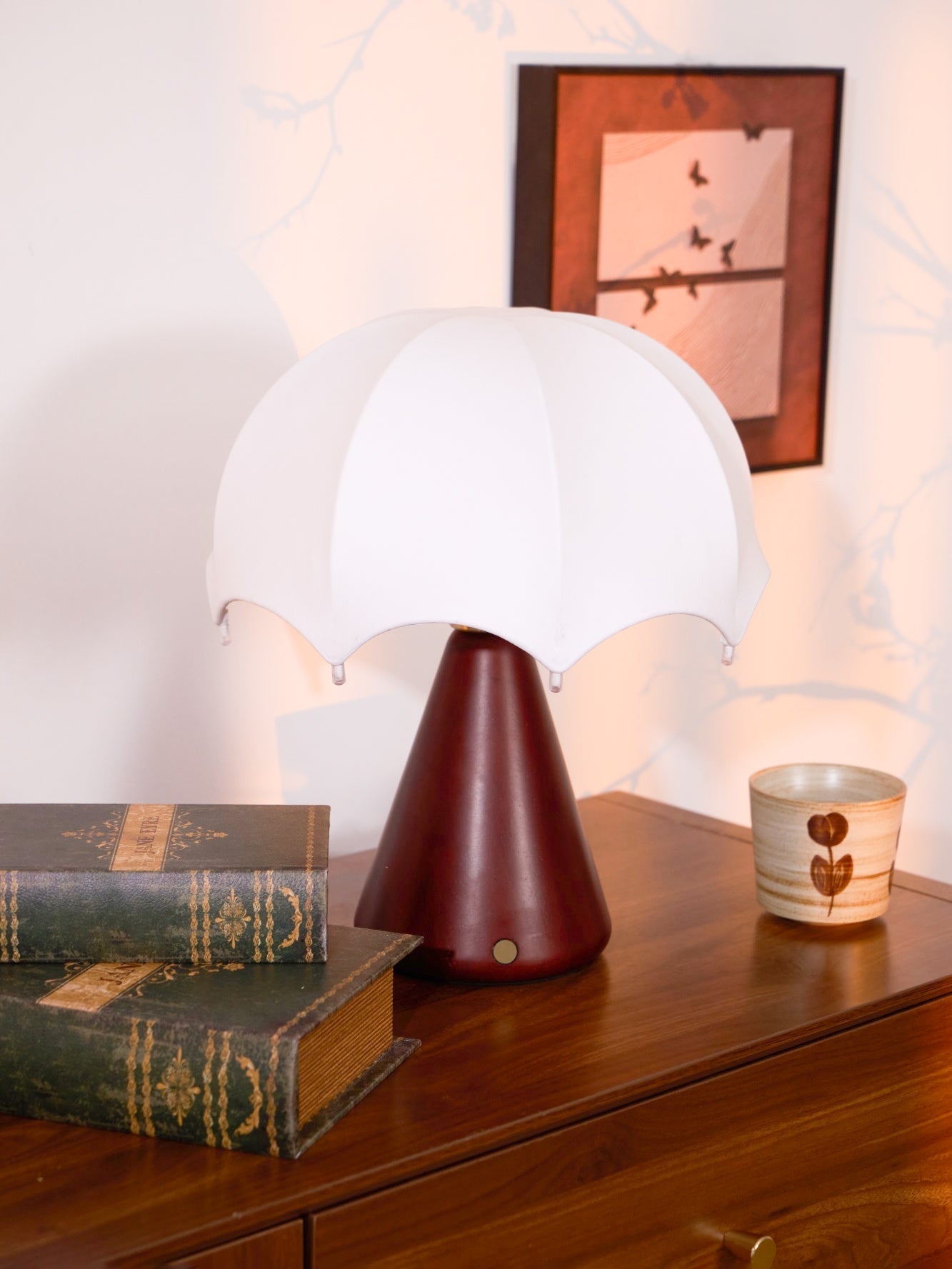 Parasol Wooden Table Lamp-Neutral Decor
