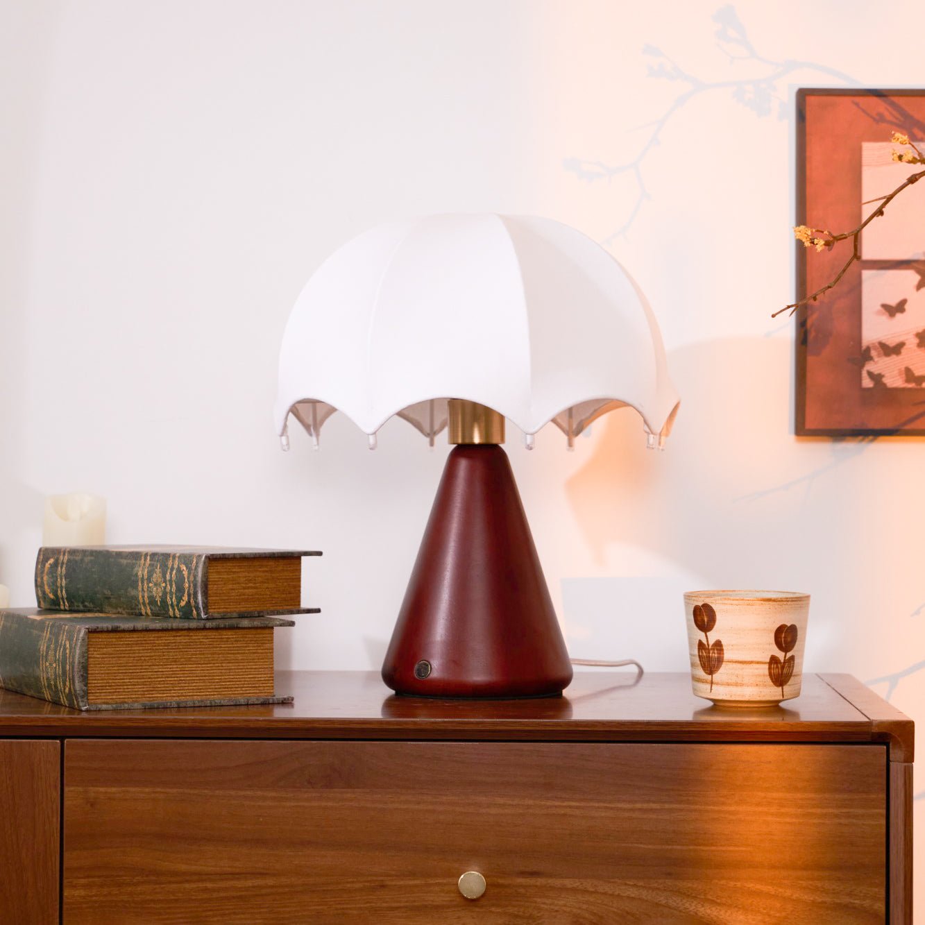 Parasol Wooden Table Lamp-Neutral Decor