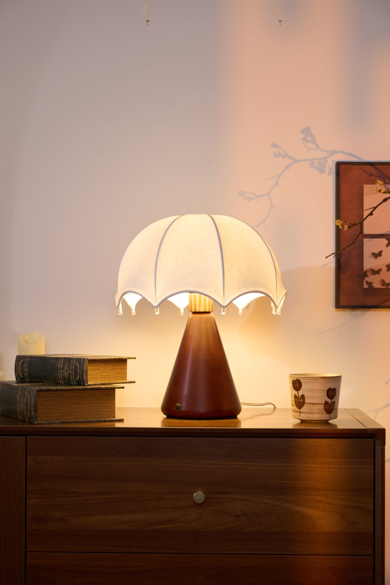 Parasol Wooden Table Lamp-Neutral Decor