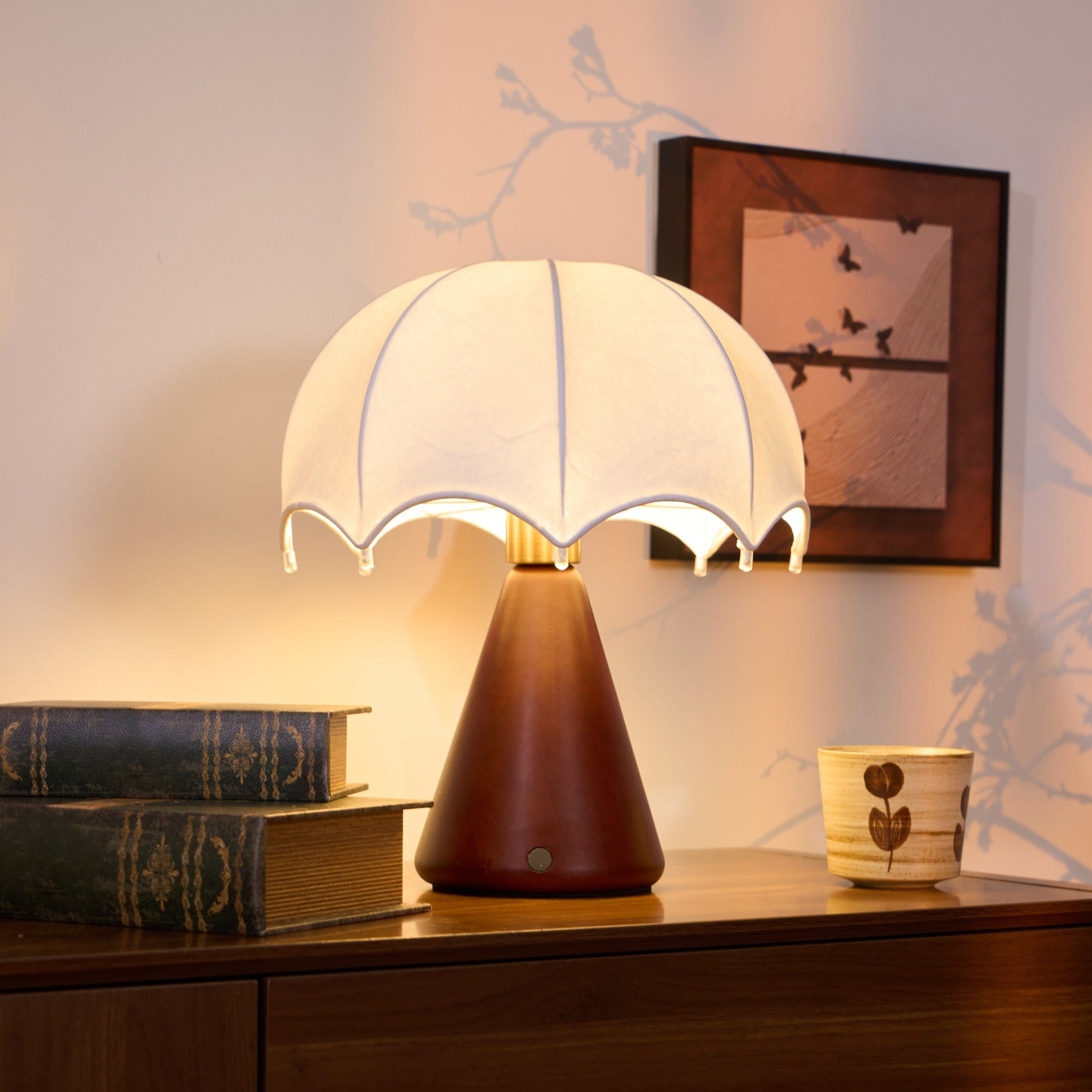 Parasol Wooden Table Lamp-Neutral Decor