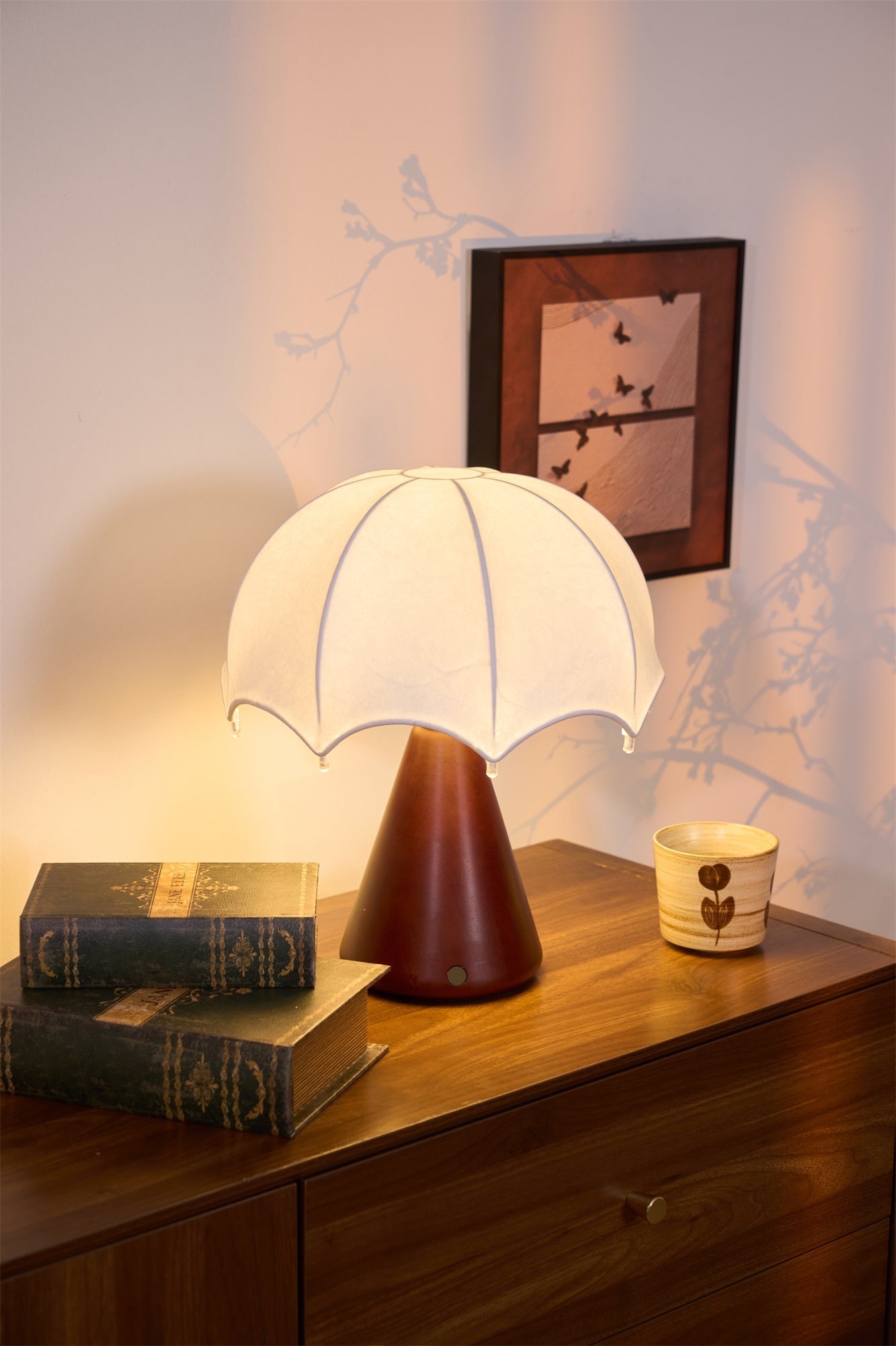 Parasol Wooden Table Lamp-Neutral Decor