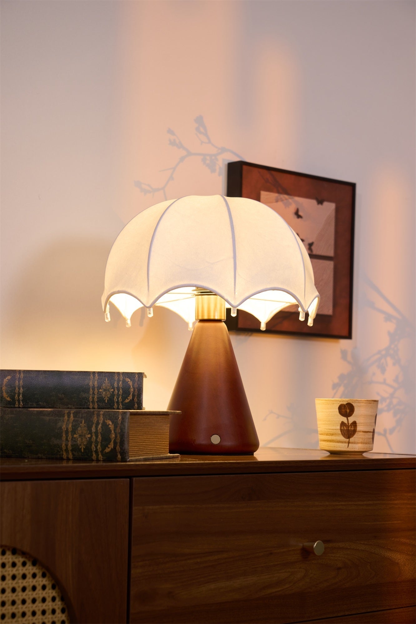 Parasol Wooden Table Lamp-Neutral Decor