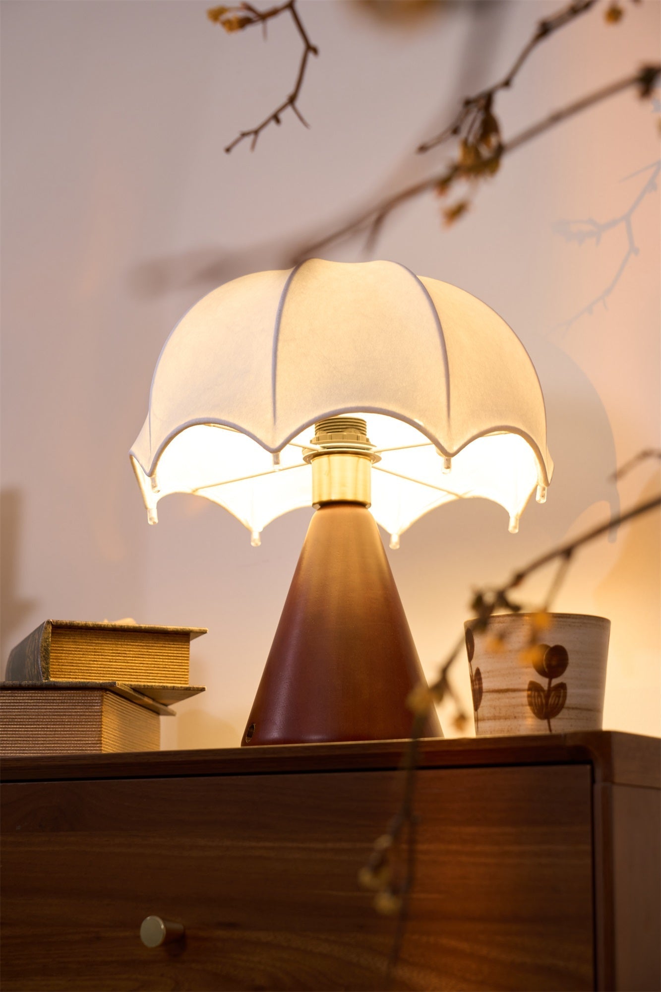 Parasol Wooden Table Lamp-Neutral Decor