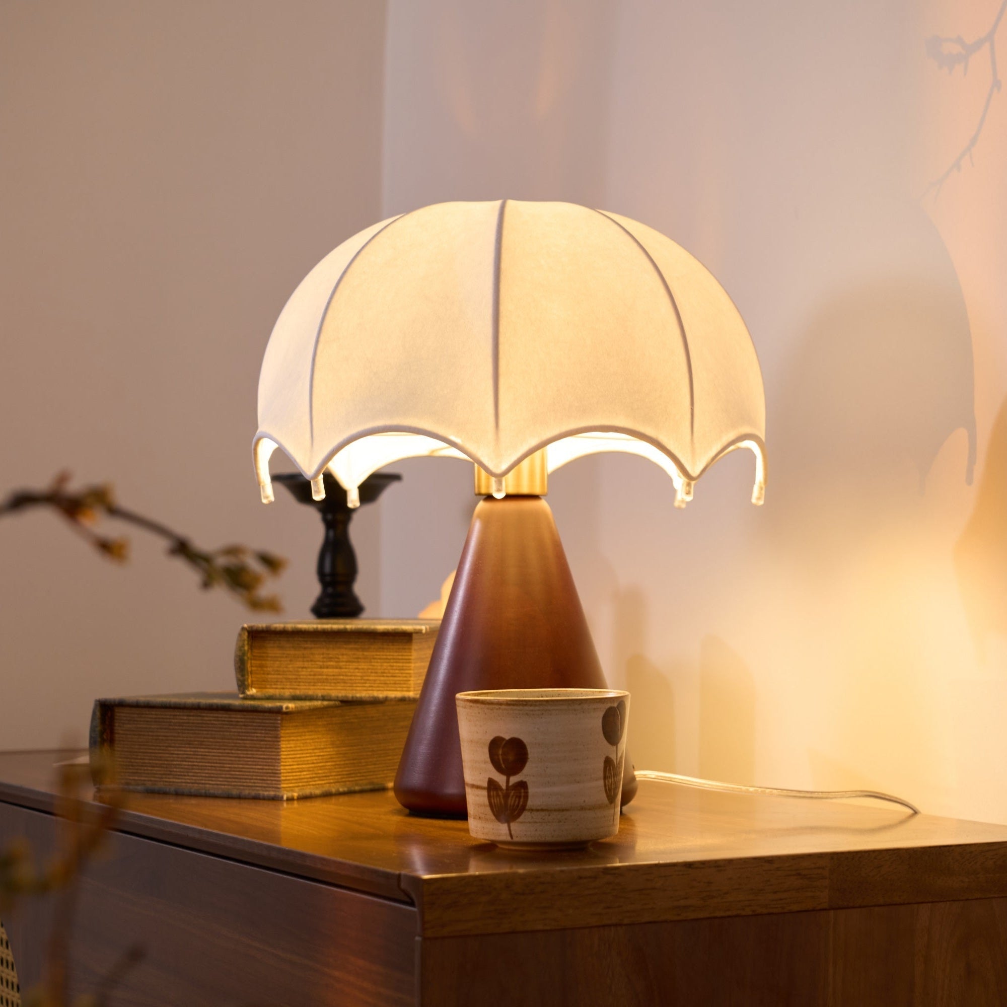 Parasol Wooden Table Lamp-Neutral Decor