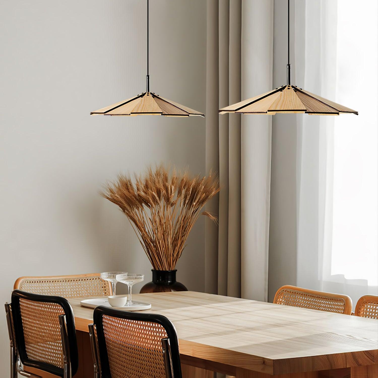 Woodura Umbrella Wooden Pendant Light-Neutral Decor