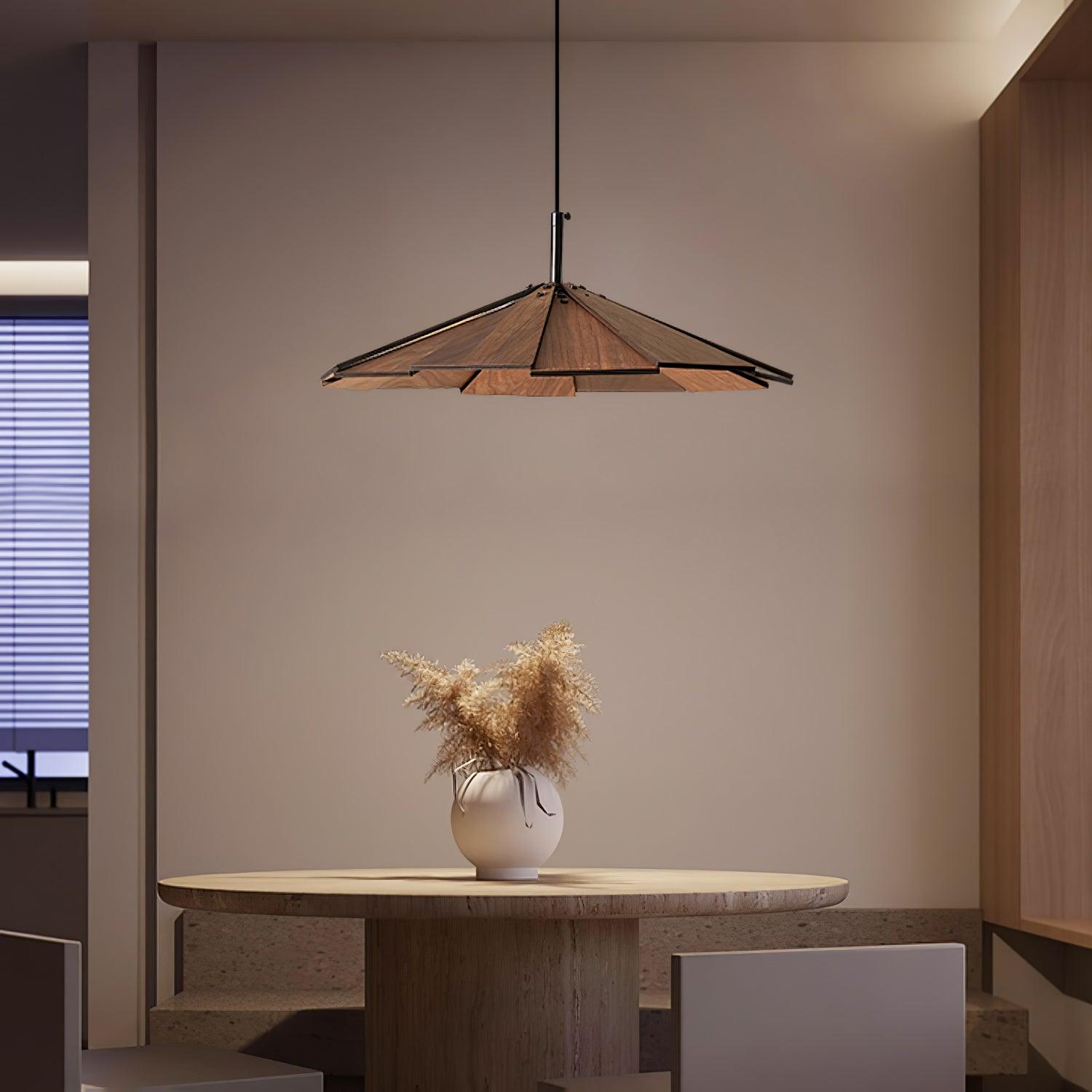 Woodura Umbrella Wooden Pendant Light-Neutral Decor