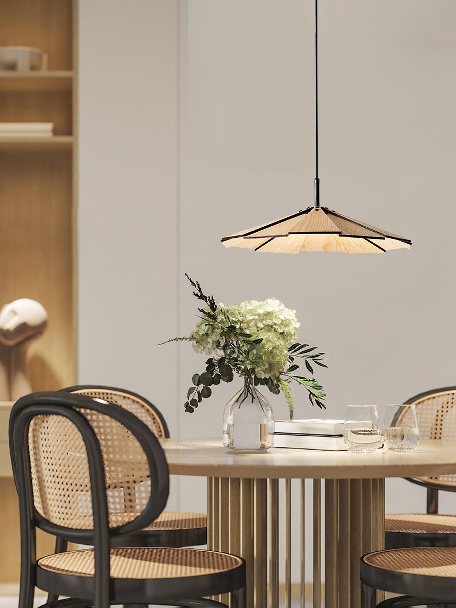 Woodura Umbrella Wooden Pendant Light-Neutral Decor