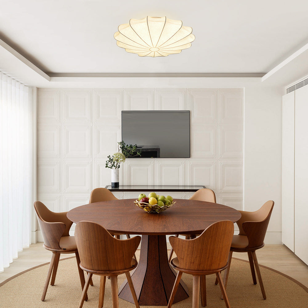 Lunari Mid-Century Modern Silk Flush Mount Light-Neutral Decor